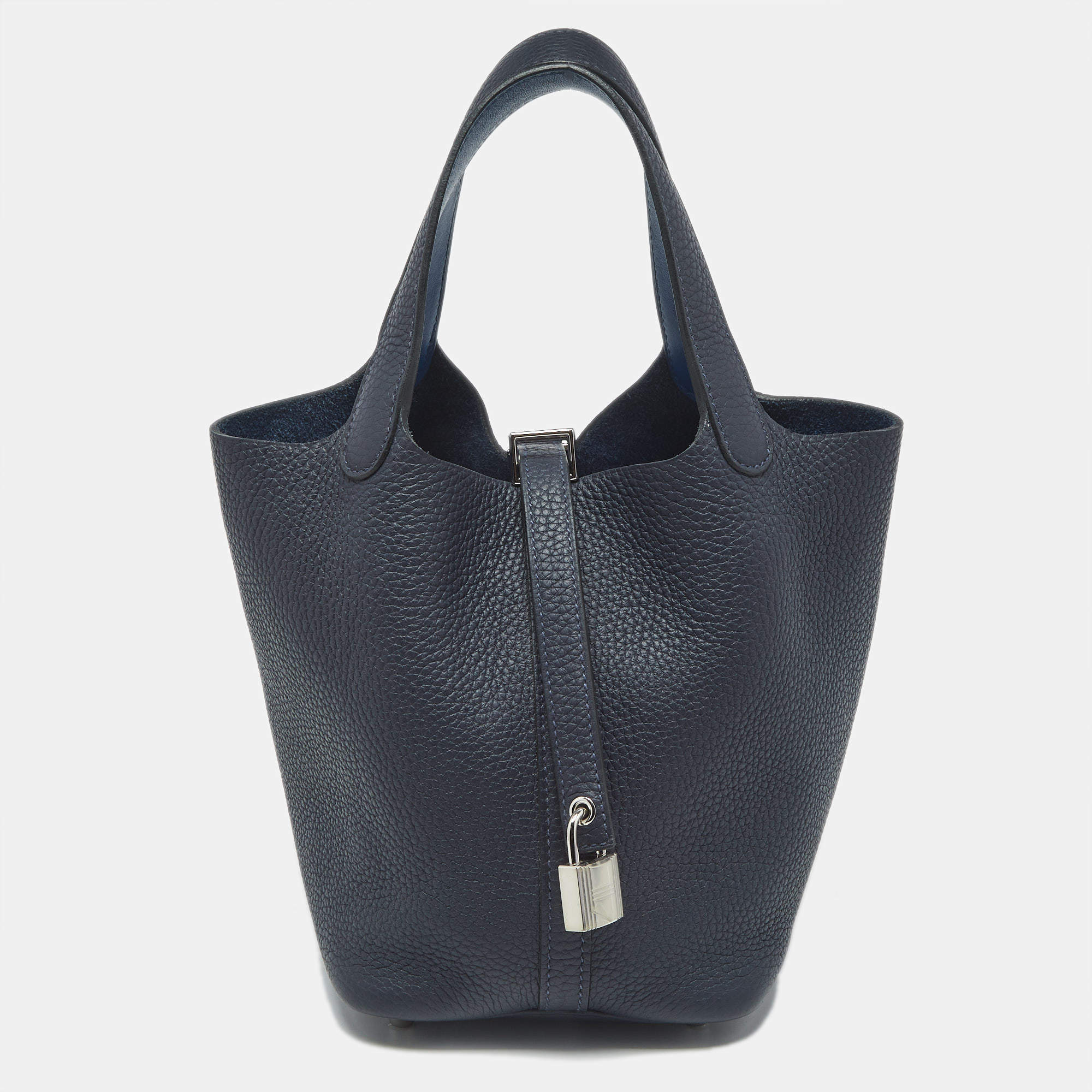 Pre Owned Hermès Bleu Nuit/Bleu France Taurillon Clemence Leather Picotin Lock 18 Bag