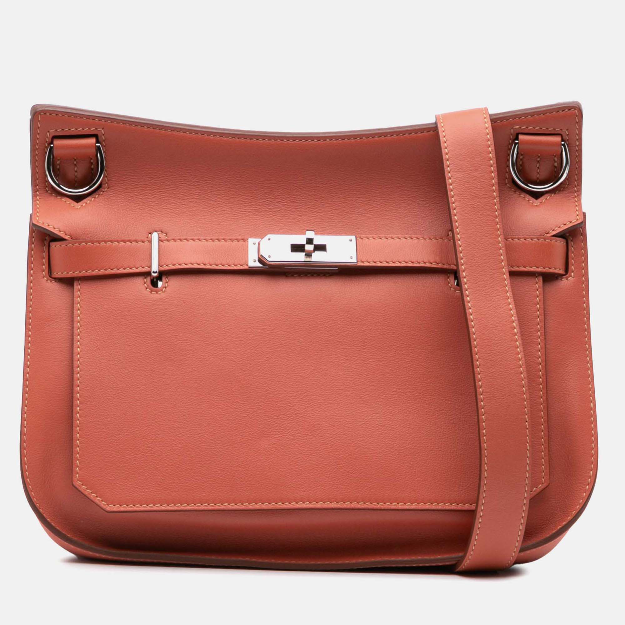Pre Owned Hermes Jypsiere 28 Sanguine Swift Leather Crossbody Bag