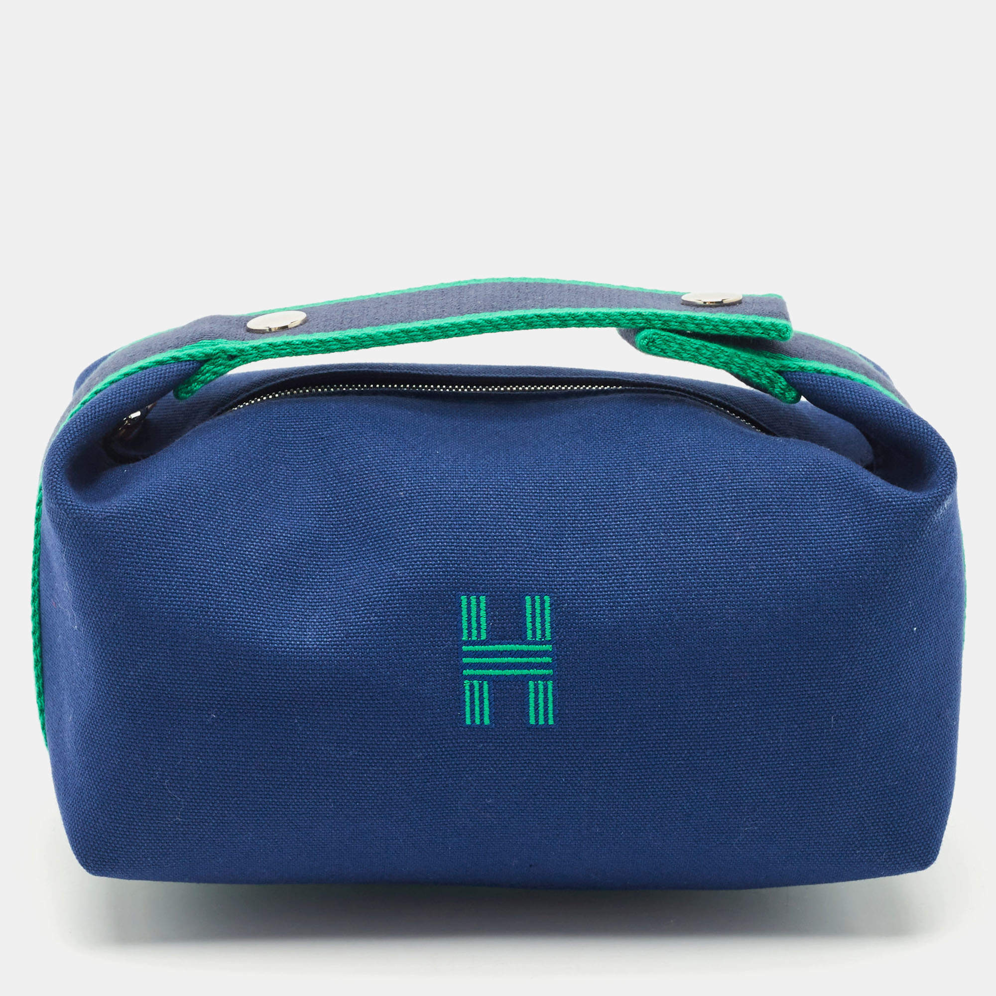 Pre Owned Hermes Marine Toile H Canvas Small Bride-a-Brac Case