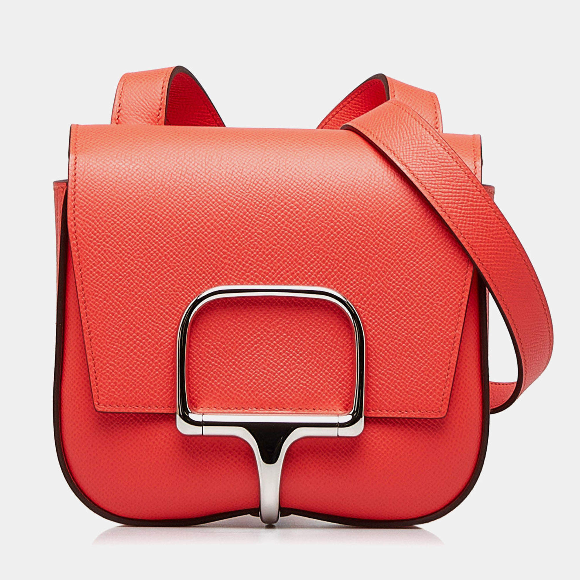 Pre Owned Hermes Mini Della Cavalleria Pink Tone Epsom Leather Shoulder Bag