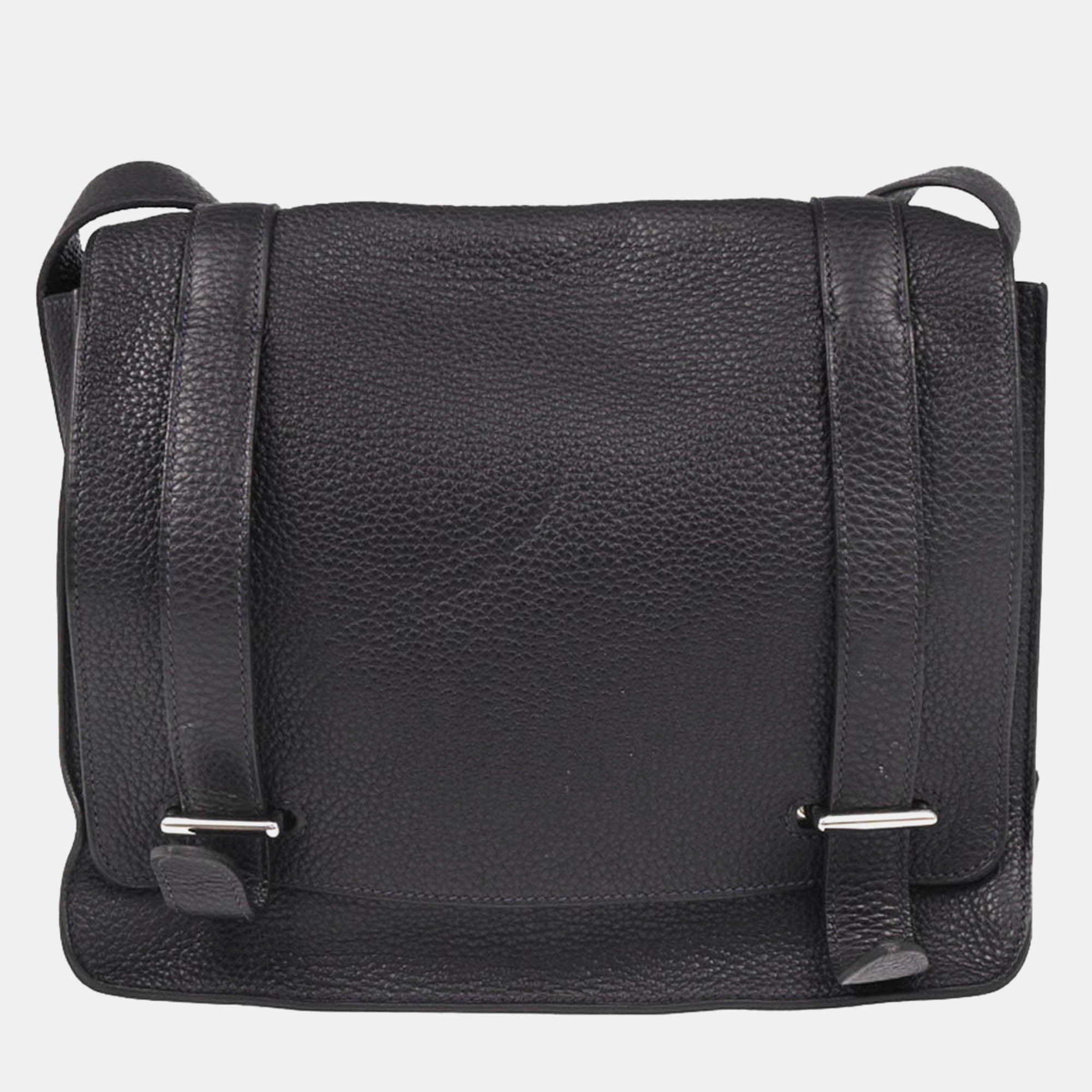 Pre Owned Hermes Steve Caporal 27 Blue Ocean Taurillon Clemence Shoulder Bag