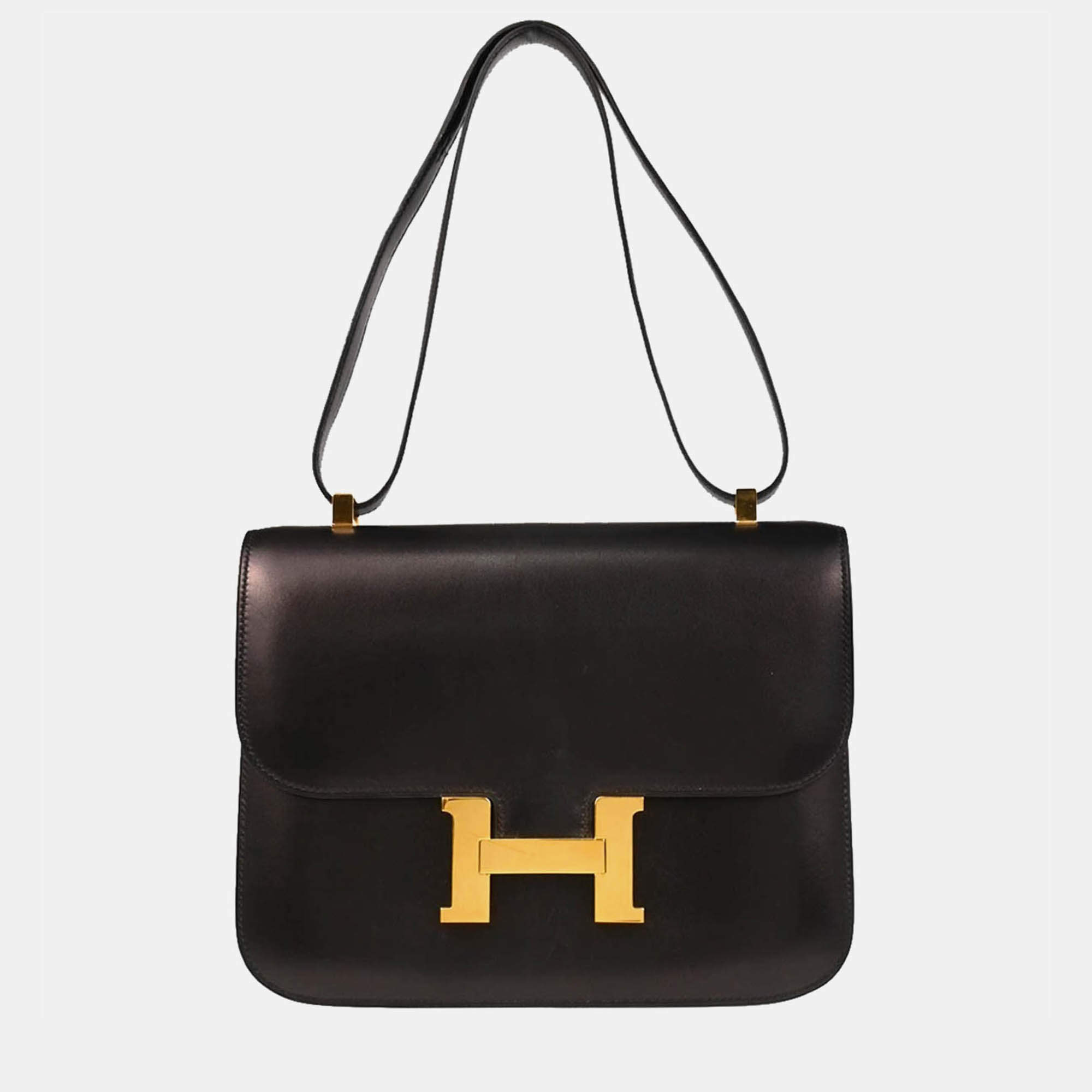 Pre Owned Hermes Constance 23 Black Box Calf Shoulder Bag