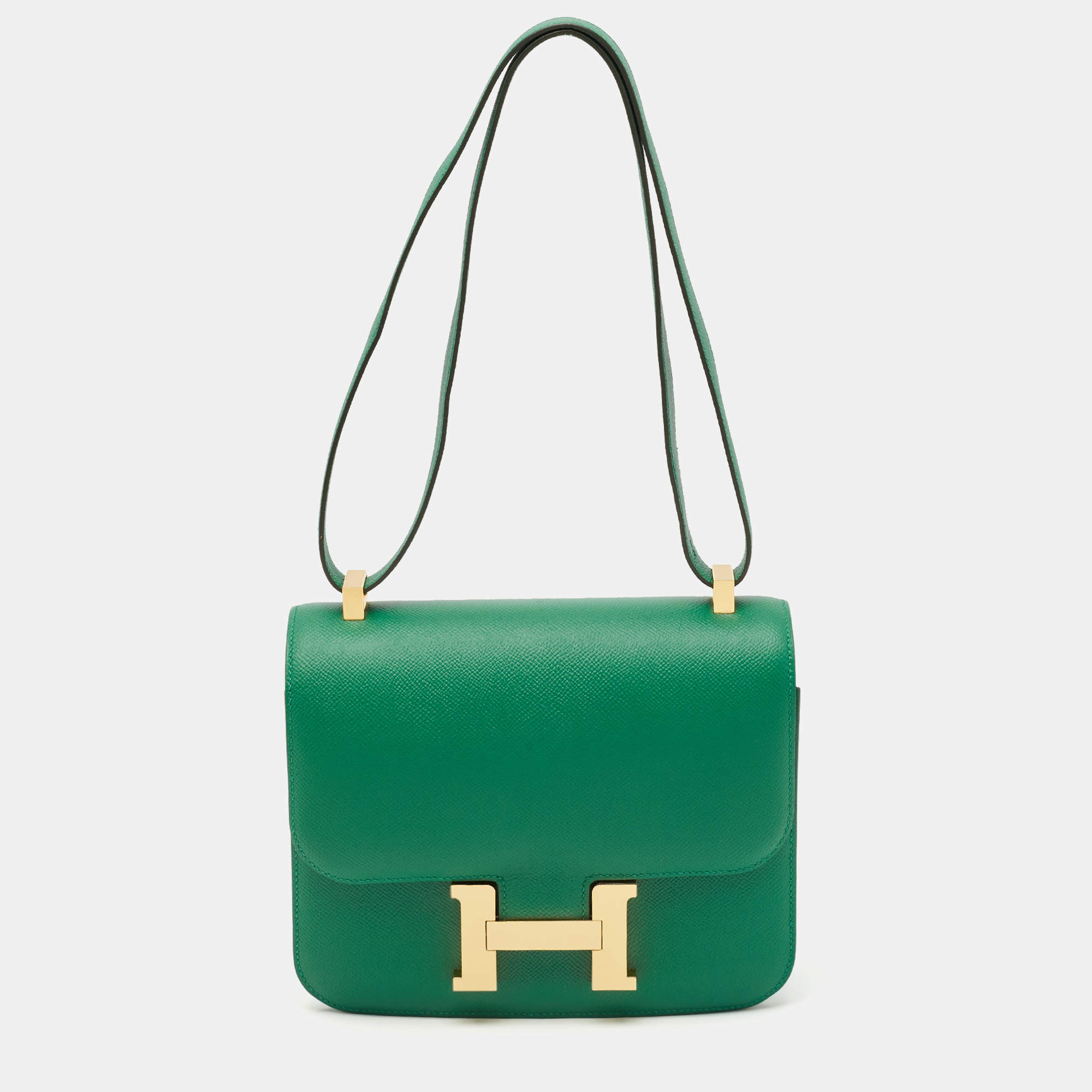 Pre Owned Hermès Vert Vertigo Epsom Leather Gold Finish Constance 24 Bag