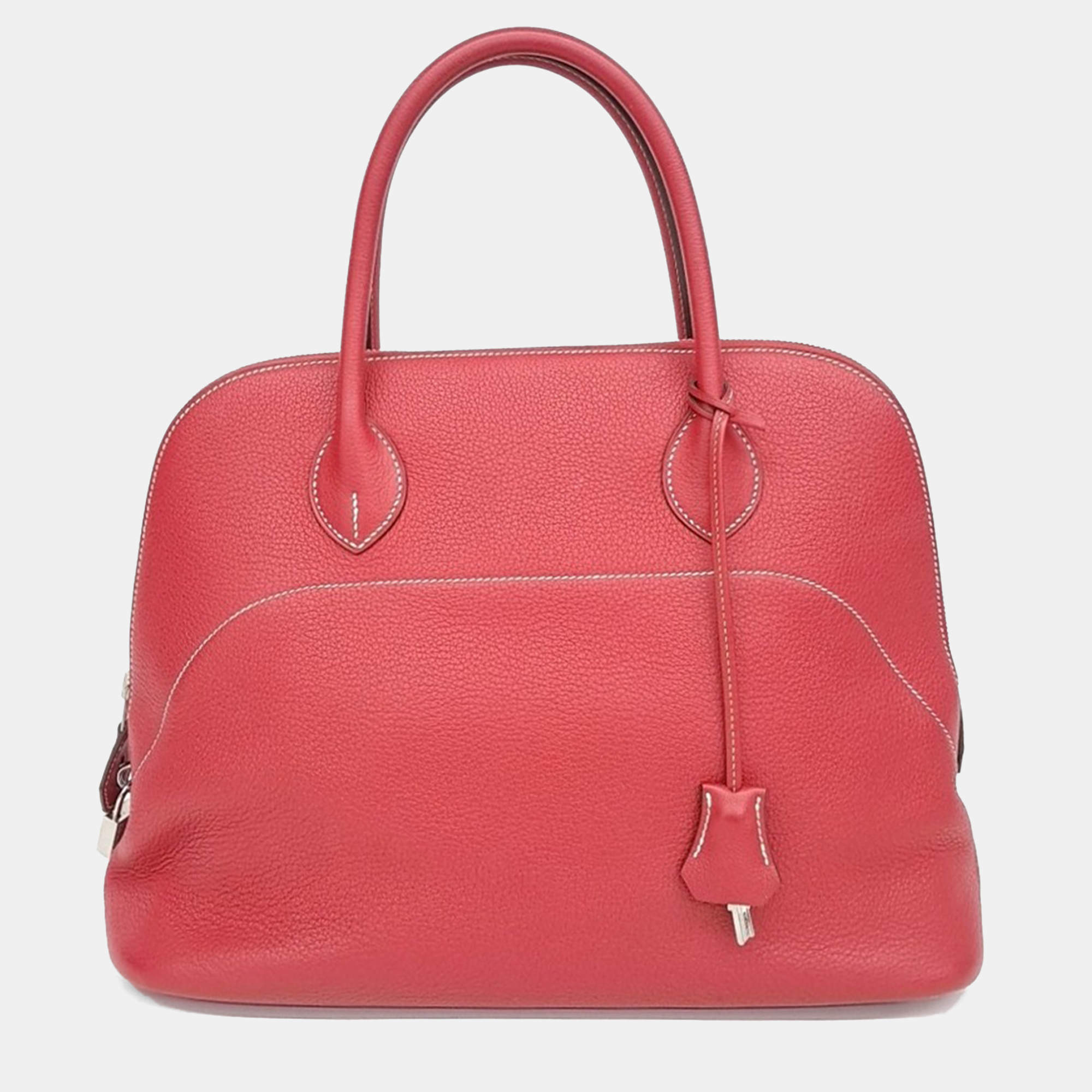 Pre Owned Hermes Relax Bolide 35  Red Leather Bag