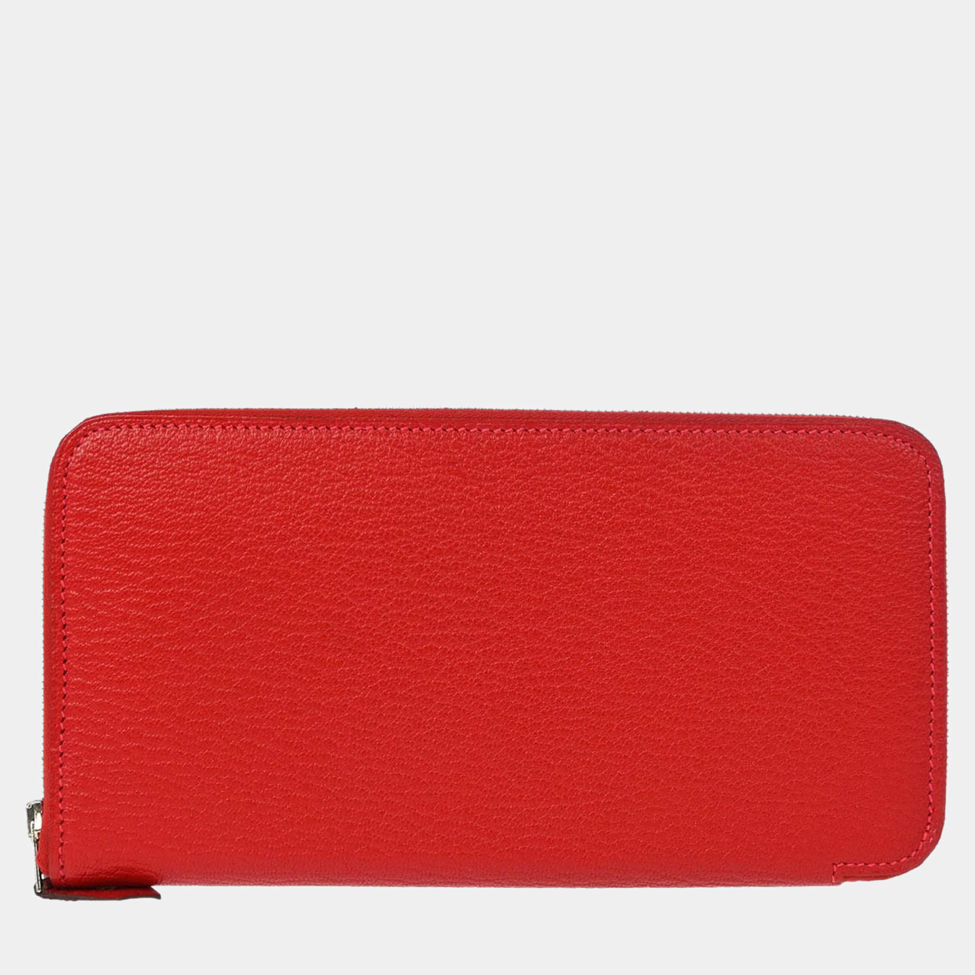 Pre Owned Hermes Rouge Garance Taurillon Clemence Asap Long Wallet