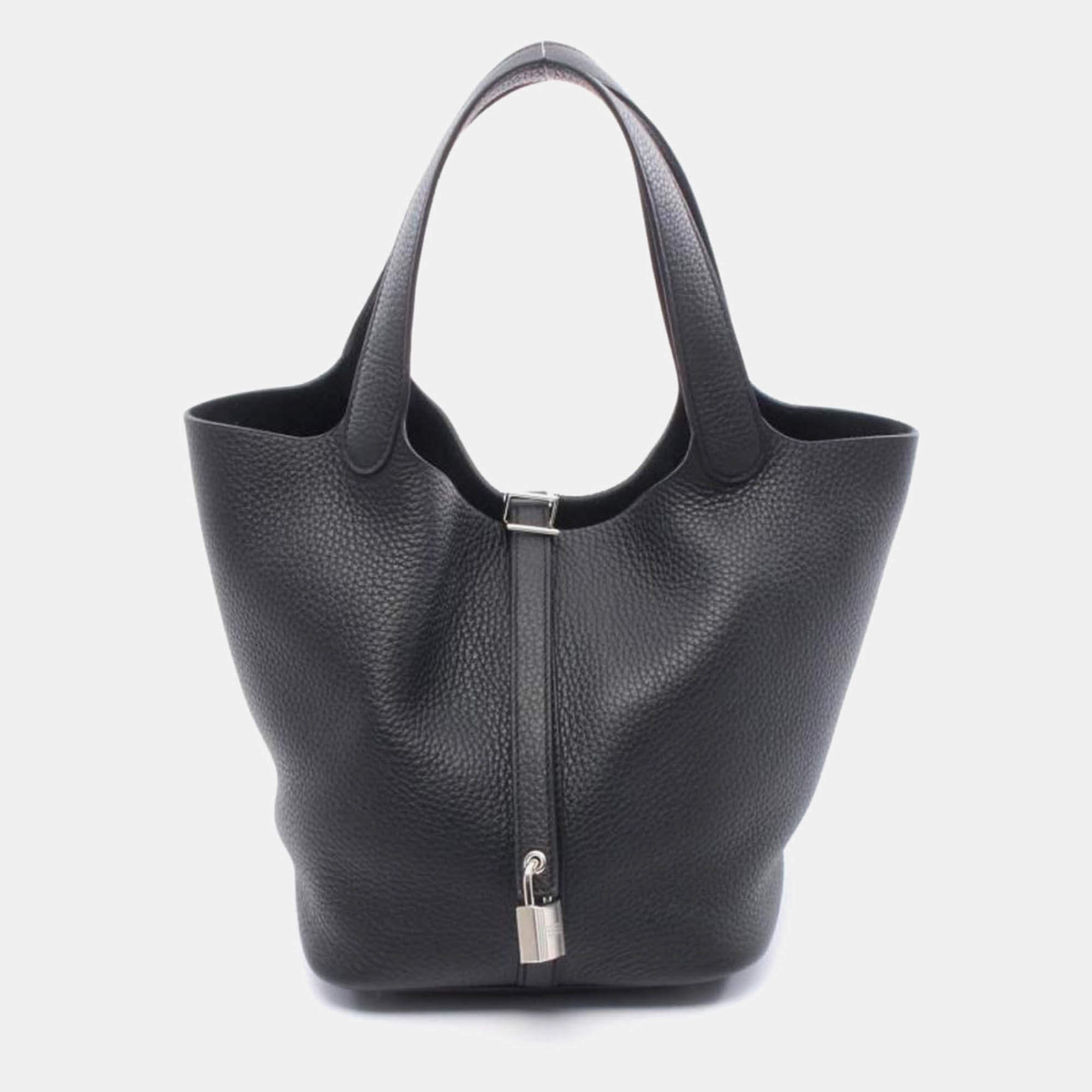 Pre Owned Hermes Noir Picotin Lock 22 Bag