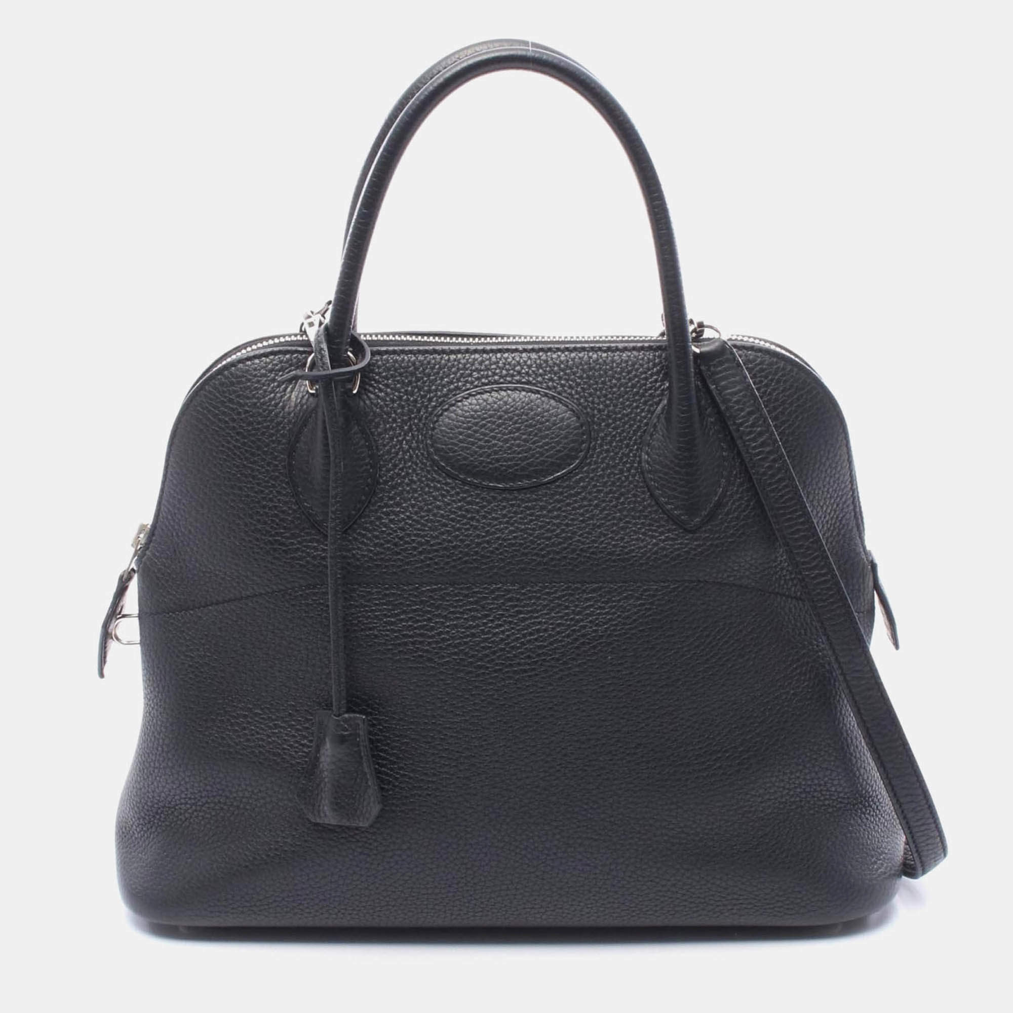 Pre Owned Hermes Bolide31 Shoulder Handbag Clemence Leather Black X Shw