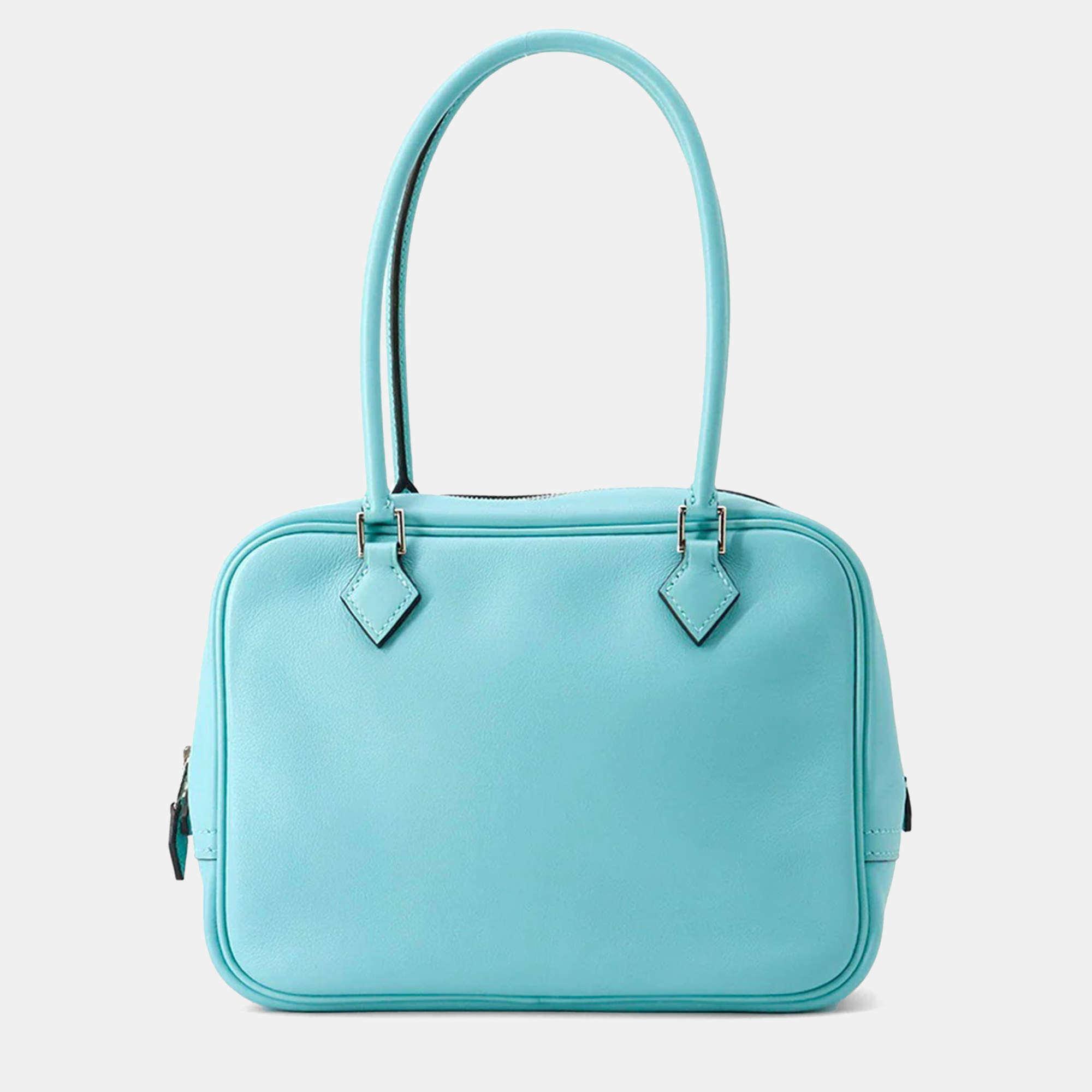 Pre Owned Hermes Plume Mini Blue Atoll Swift Leather Tote Bag