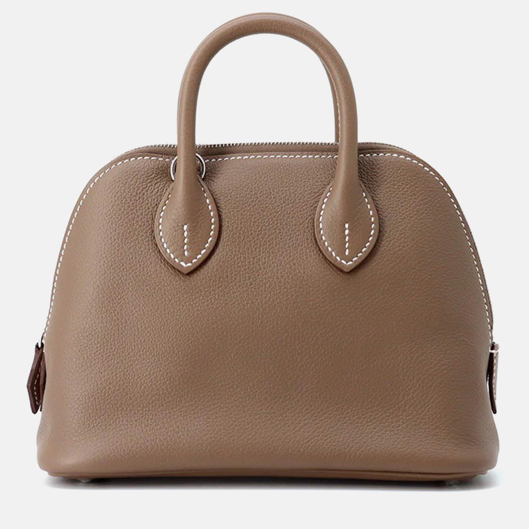 Pre Owned Hermes Bolide 1923 Mini Etoupe Evercolor Leather Tote Bag