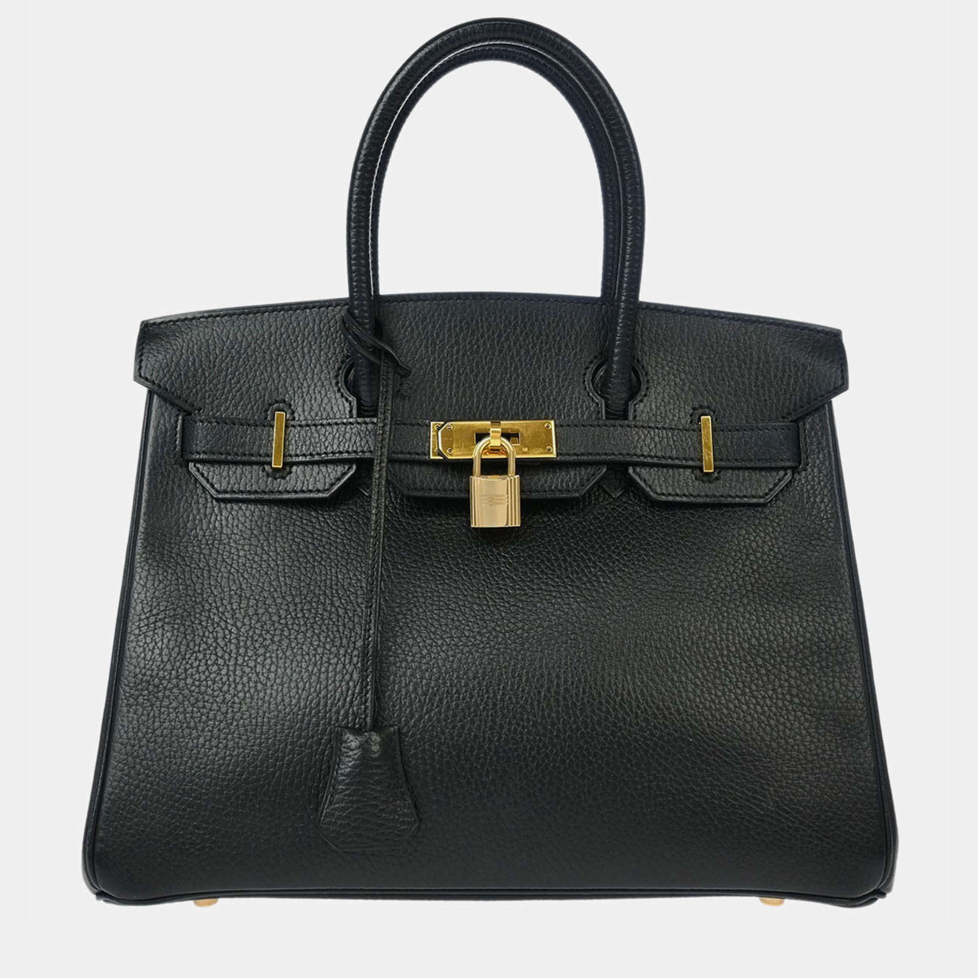 Pre Owned Hermes Birkin 30 Black Ardennes Leather Tote Bag