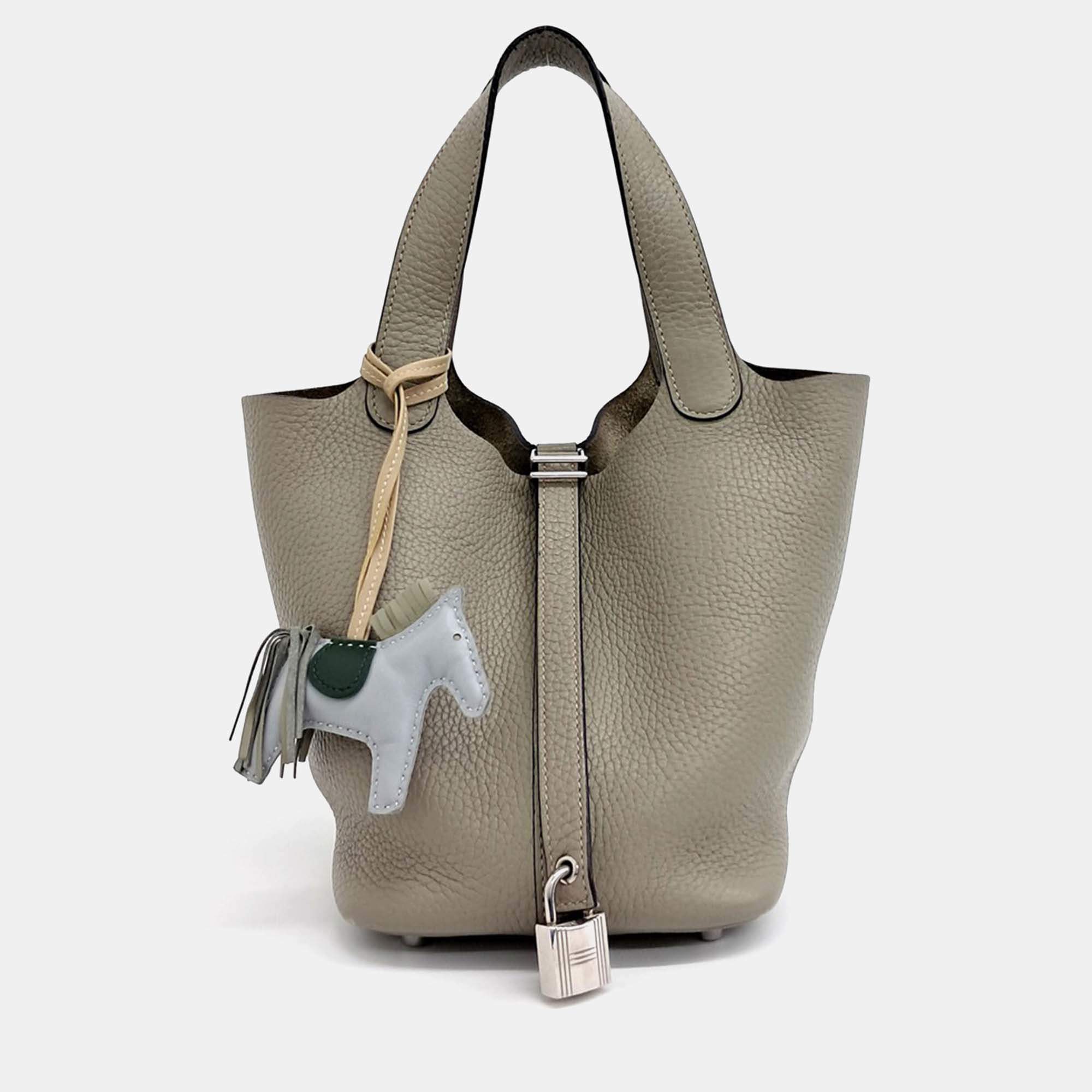 Pre Owned Hermes Grey Leather Rock Picotan 18