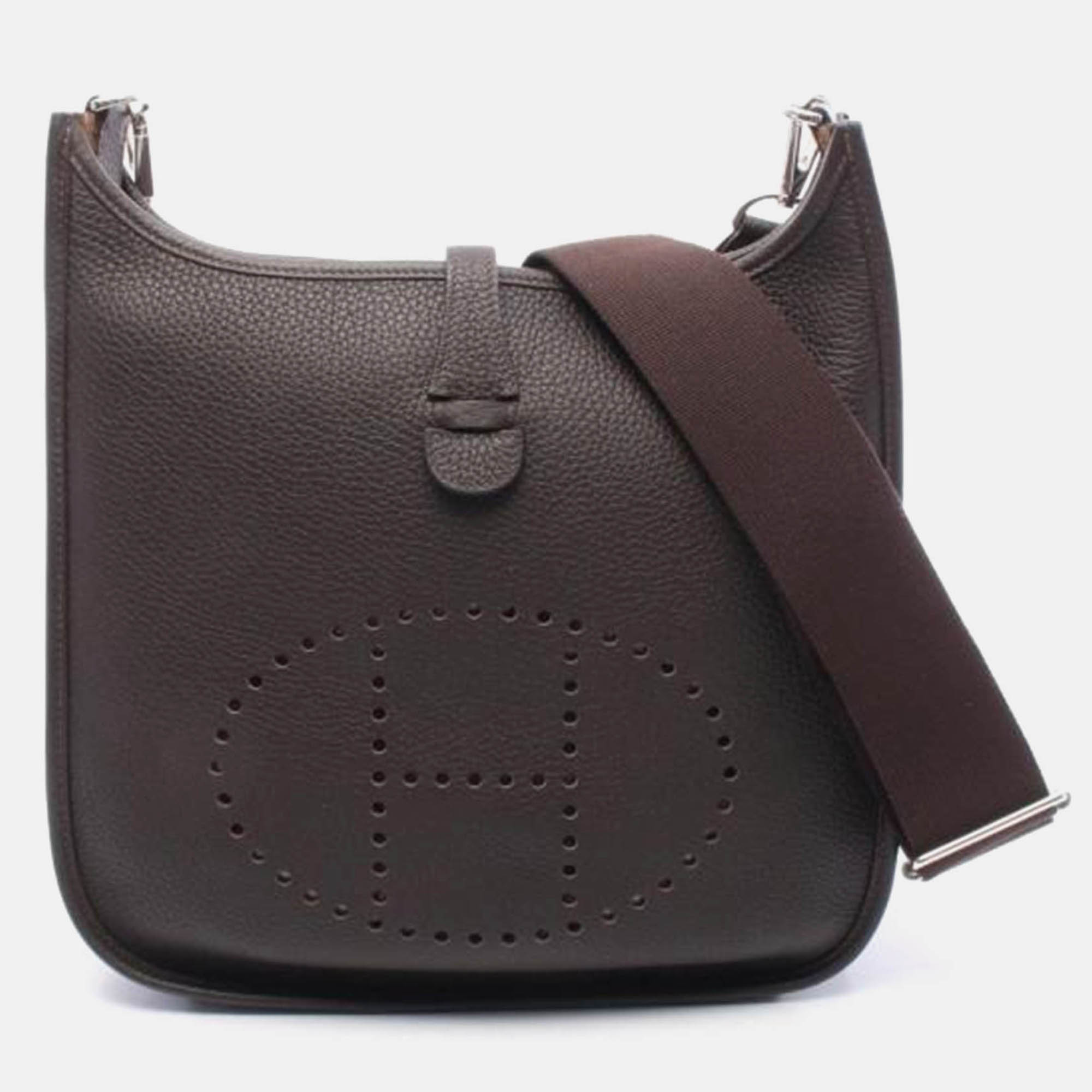 Pre Owned Hermes Evelyne Brown Taurillon Clemence TPM 