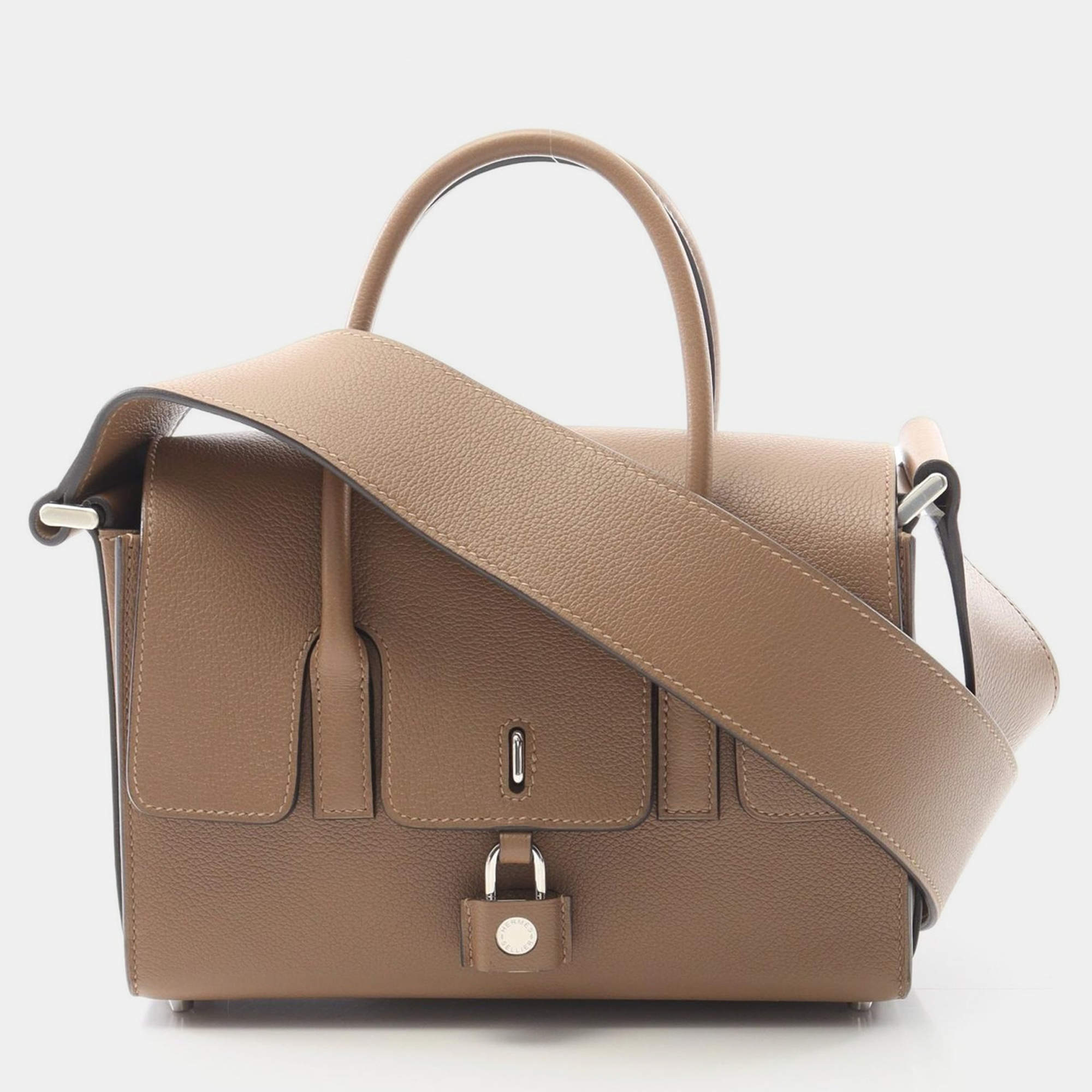 Pre Owned Hermes New Drug 22 Shoulder Handbag H080214Ckd0 Evercolor Leather Brown