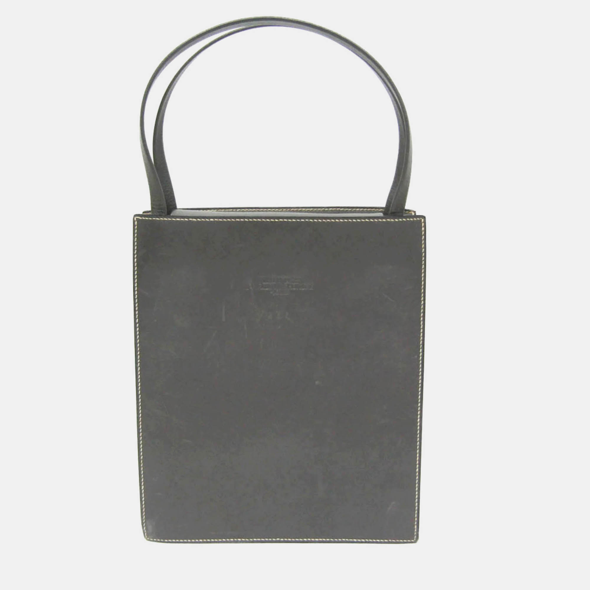 Pre Owned Hermes Lucy MM Grey Box Calf Leather/Chevre Leather Shoulder Bag