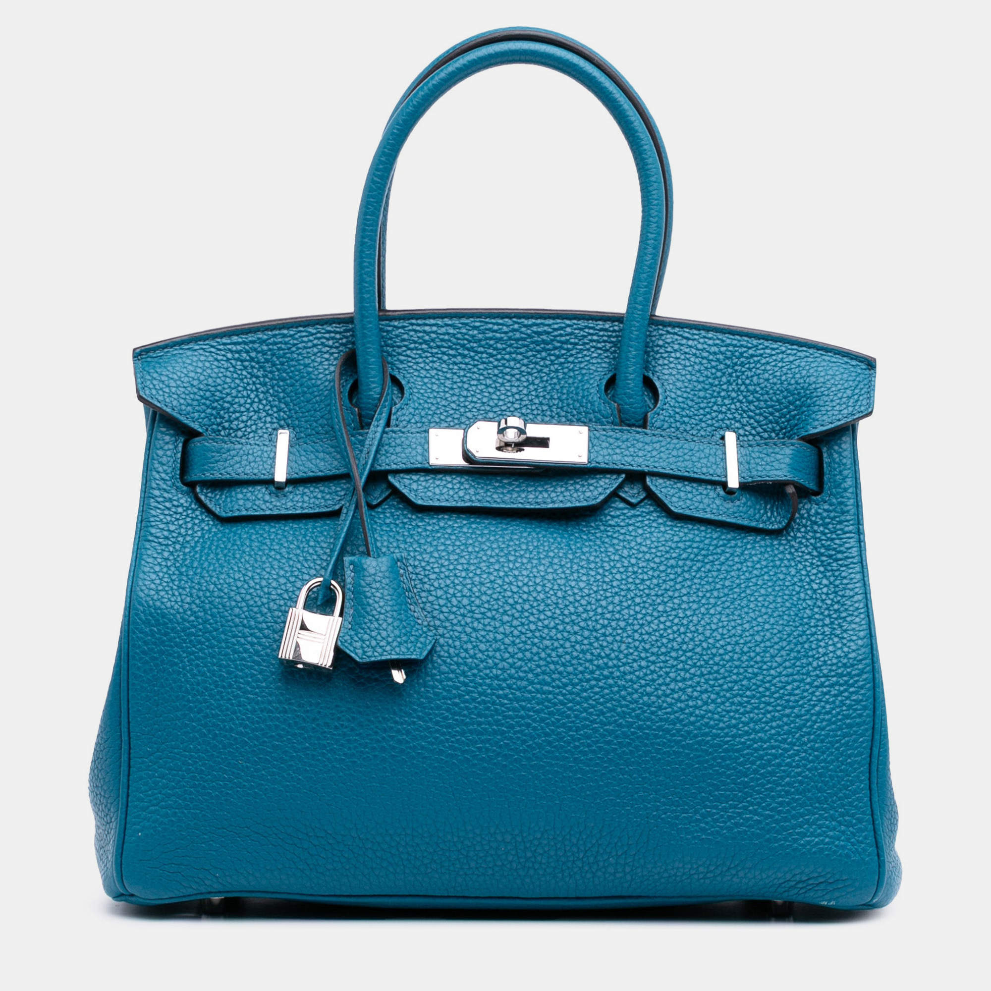 Pre Owned Hermes Birkin 30 Blue Togo Leather Shoulder Bag