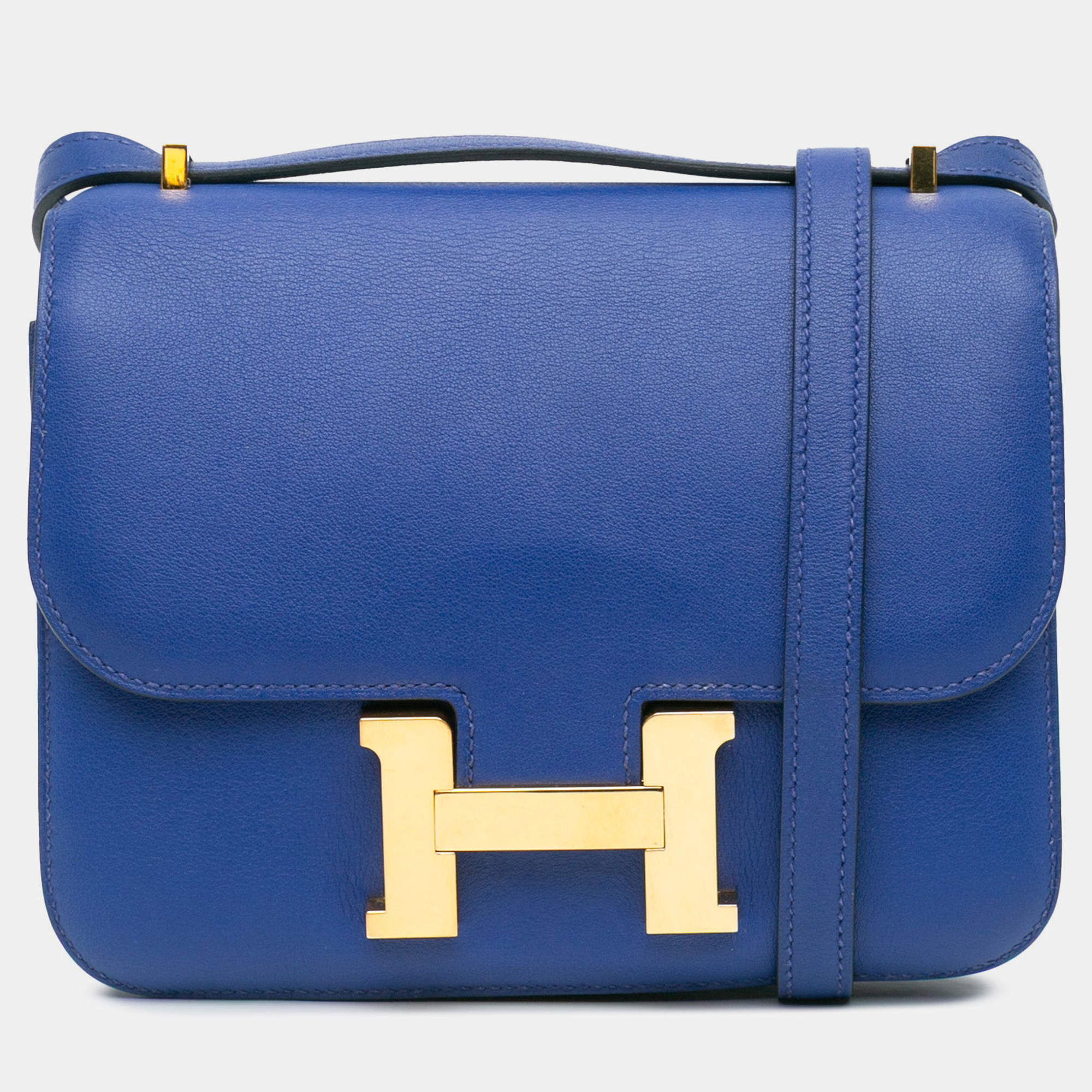 Pre Owned Hermes 18 Constance Blue Swift Leather Shoulder Bag