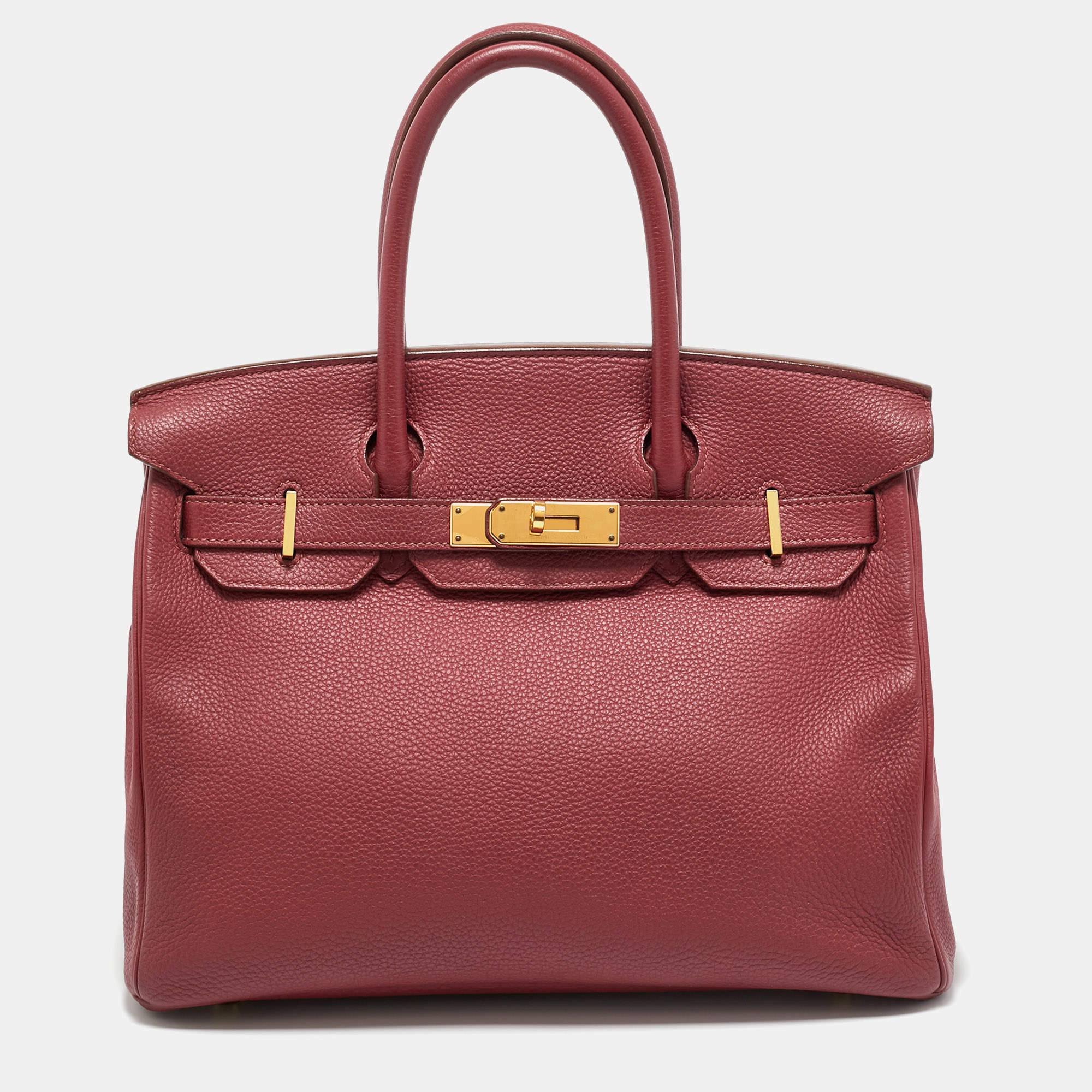 Pre Owned Hermes Rubis Togo Leather Gold Finish Birkin 30 Bag