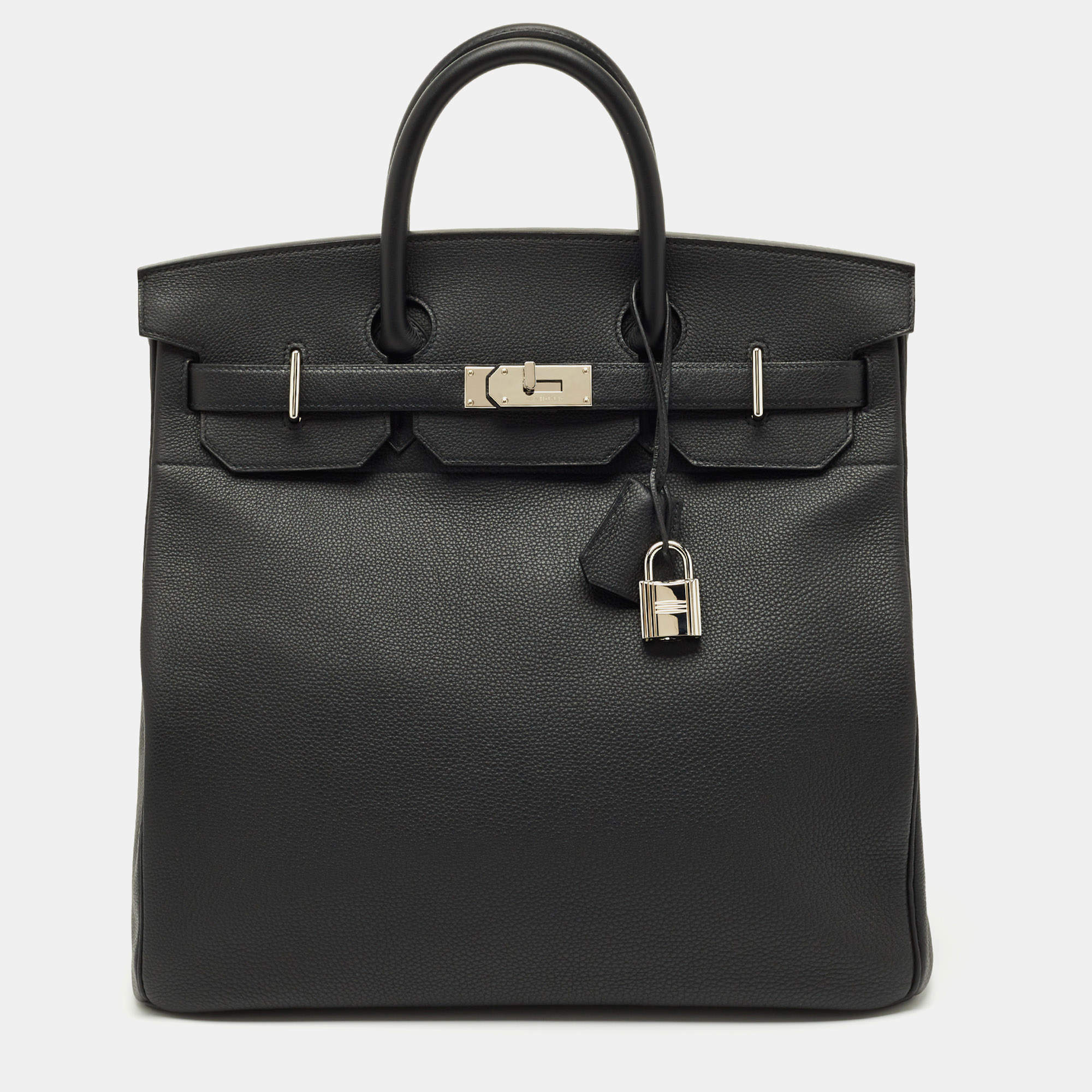 Pre Owned Hermès Noir Togo Leather Palladium Finish HAC Birkin 40 Bag