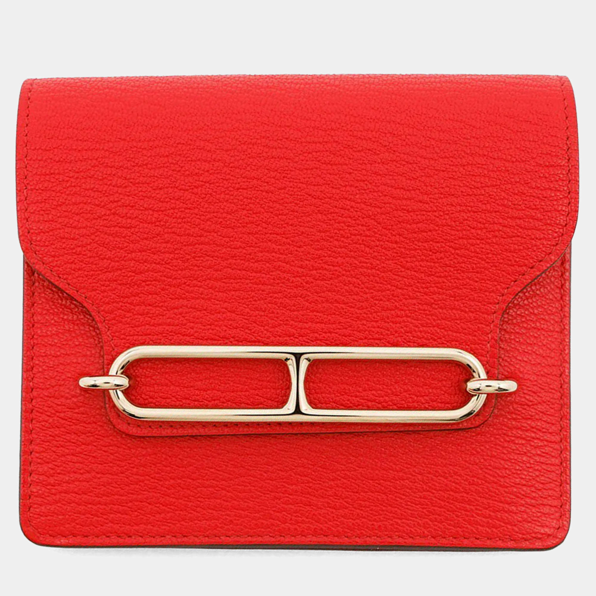 Pre Owned Hermes Roulis Rose Texas Chevre Mysore Goatskin Wallet