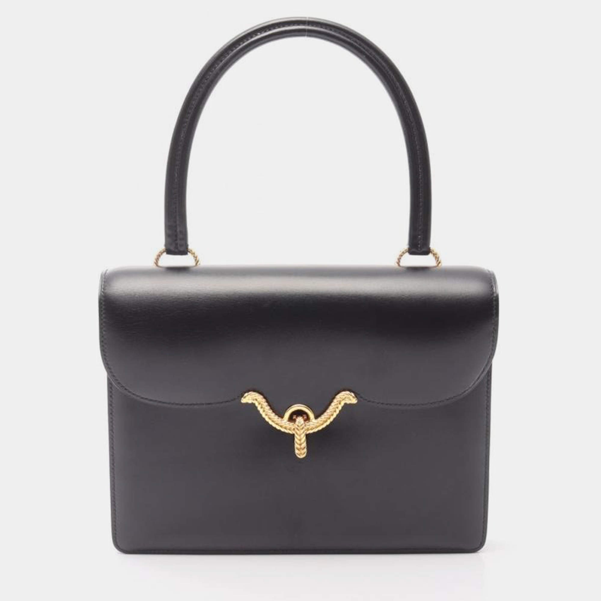 Pre Owned Hermes Vasco Leather Black Bag