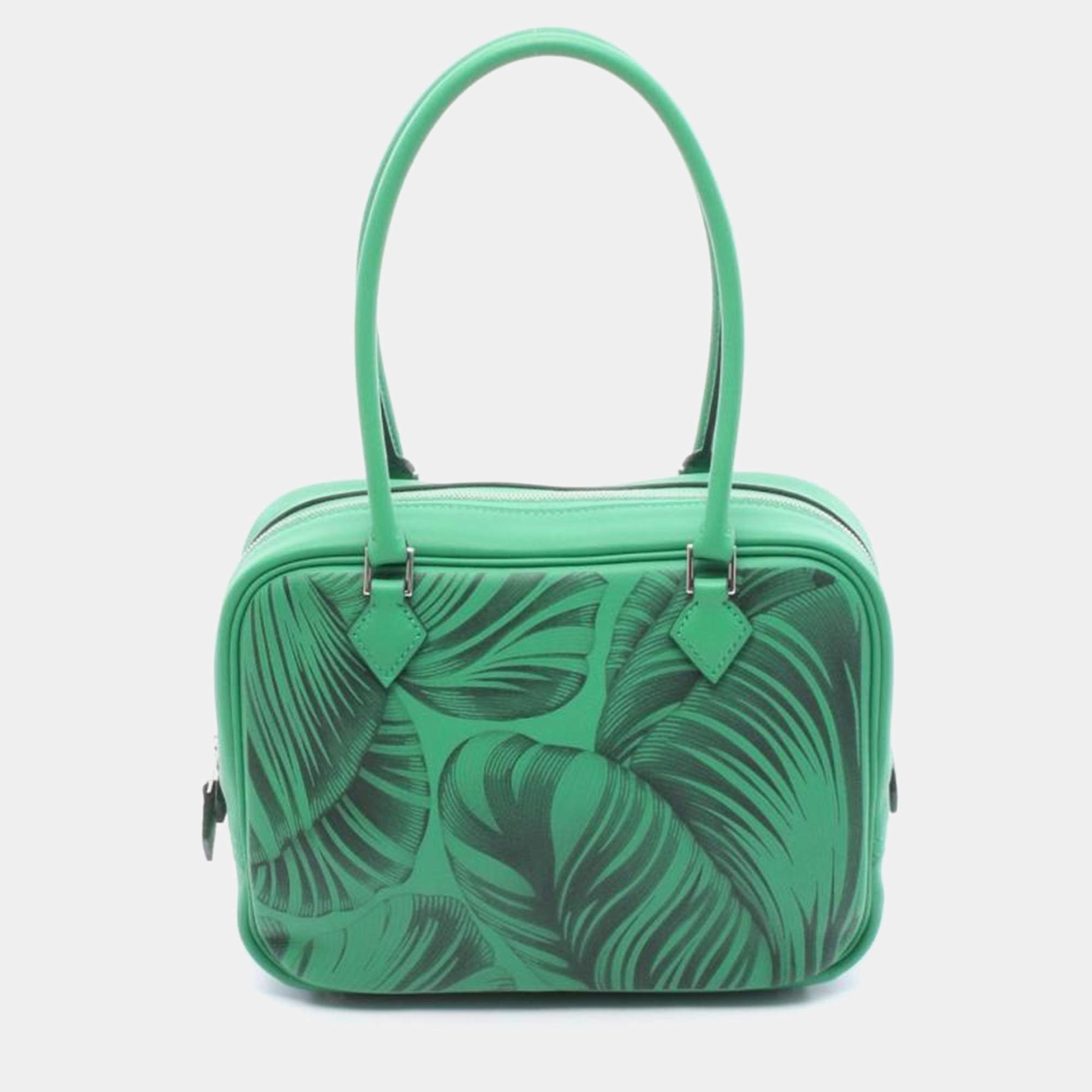 Pre Owned Hermes Plume Green Leather Shoulder Bag