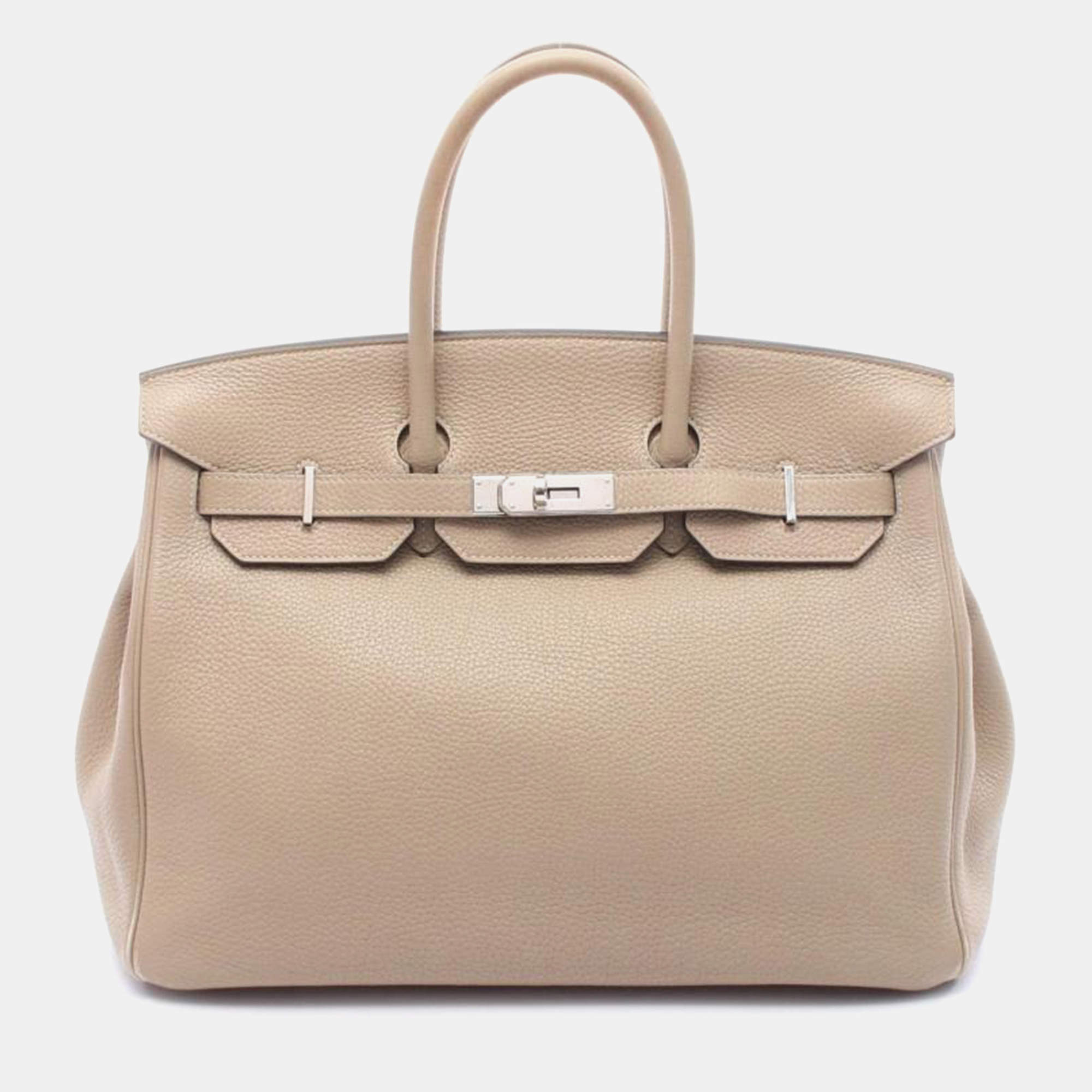 Pre Owned Hermes Birkin 35 Trench Beige Leather Handbag