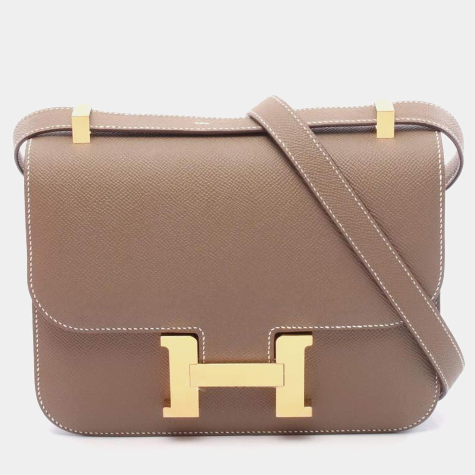 Pre Owned Hermes Constance 24 Etoupe Grey Epsom Leather Shoulder Bag