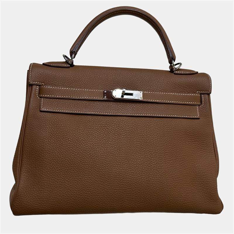 Pre Owned Hermes Kelly 32 Gold Leather Shoulder Bag