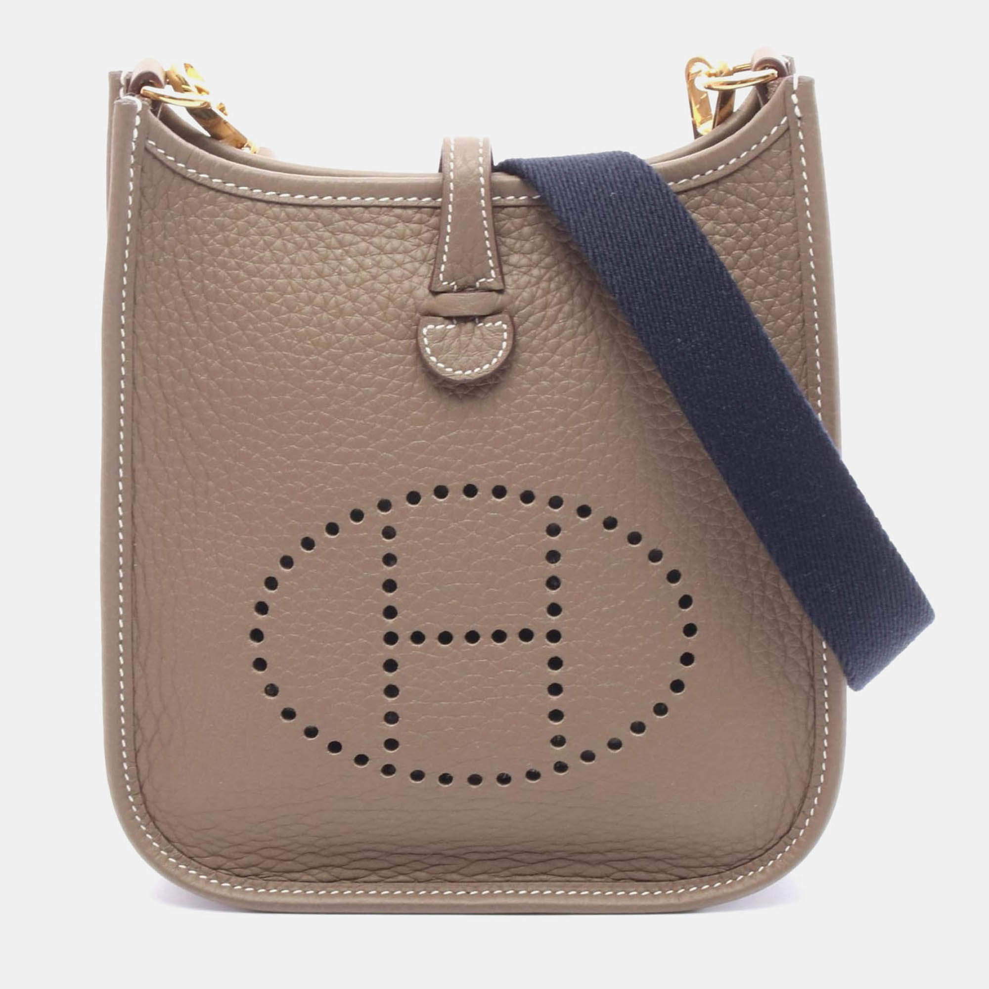 Pre Owned Hermes Evelyne TPM Etopue Grey Clemence Leather Shoulder Bag