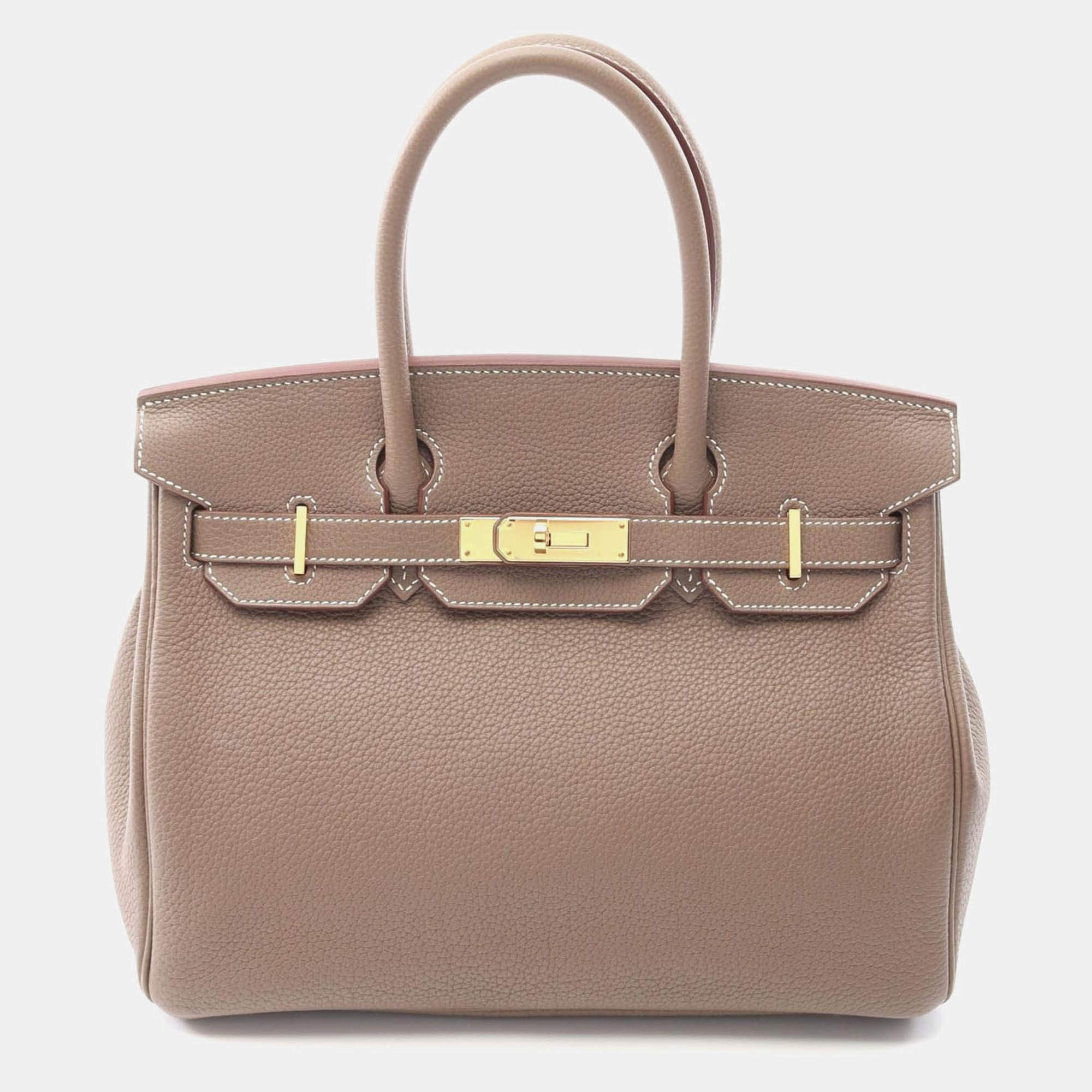 Pre Owned Hermes Birkin 30 Etoupe Togo Leather Handbag