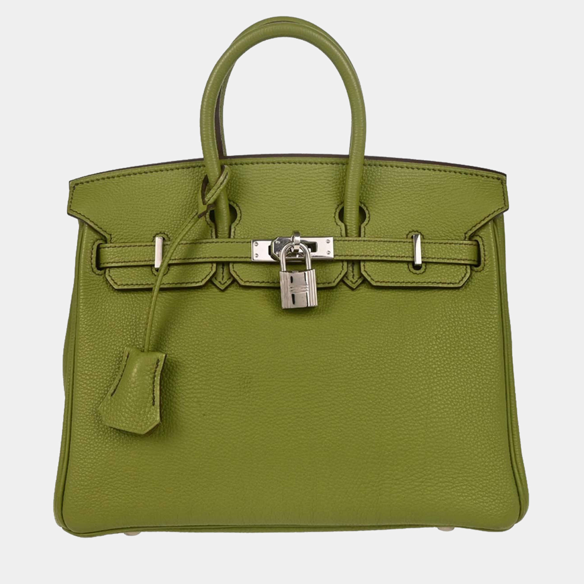 Pre Owned Hermes Anis Green Togo Birkin 25 Handbag