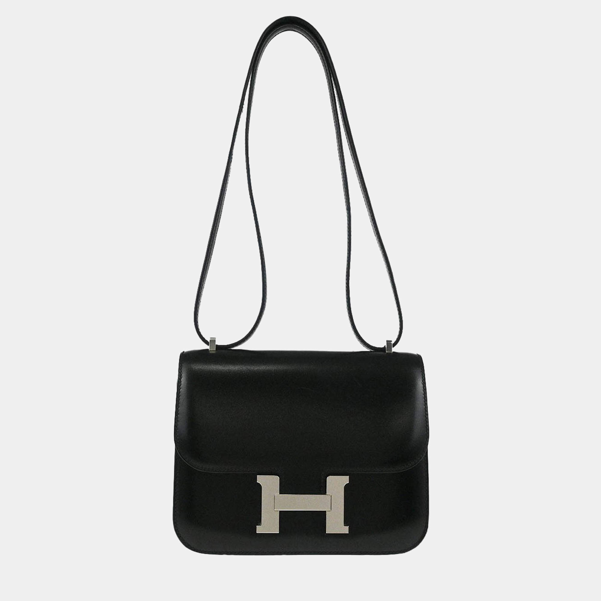 Pre Owned Hermes Mini Constance 18 Black Box Calf Shoulder Bag