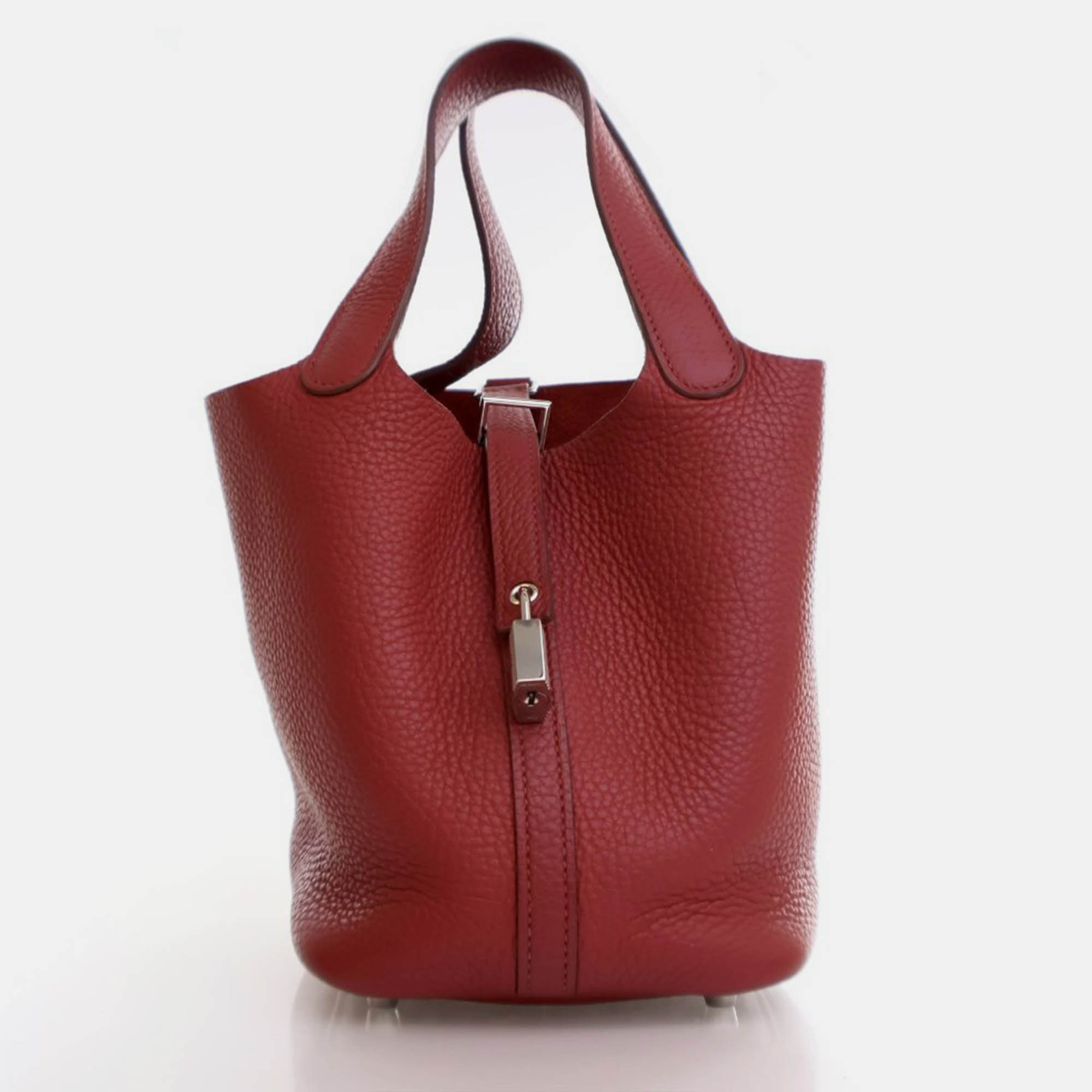 Pre Owned Hermes Picotin Lock 18 Rouge Grenat Clemence Bag