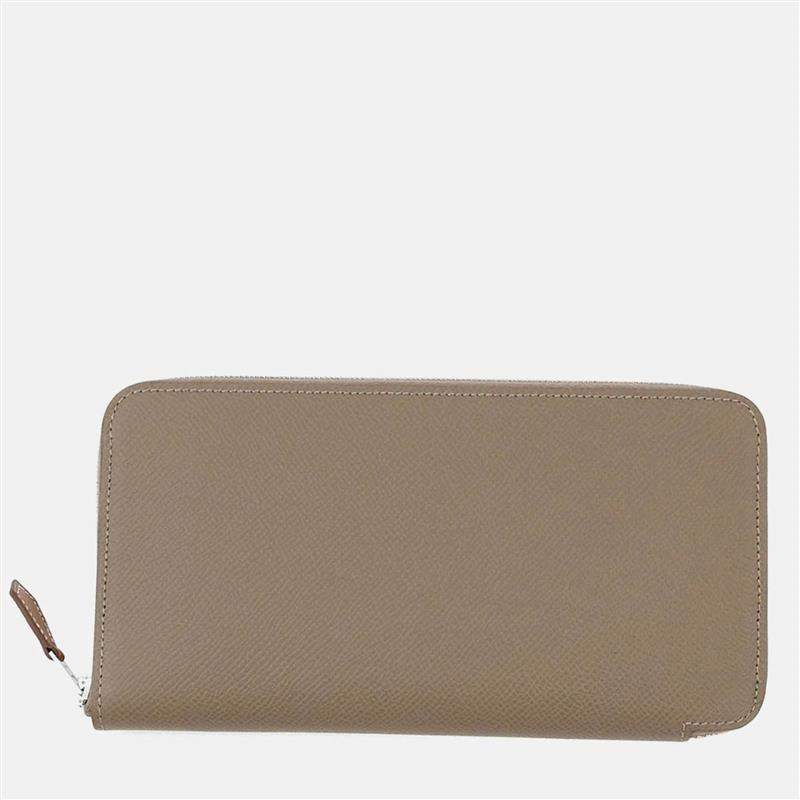 Pre Owned Hermes Azap Long Silk In Etoupe Epsom