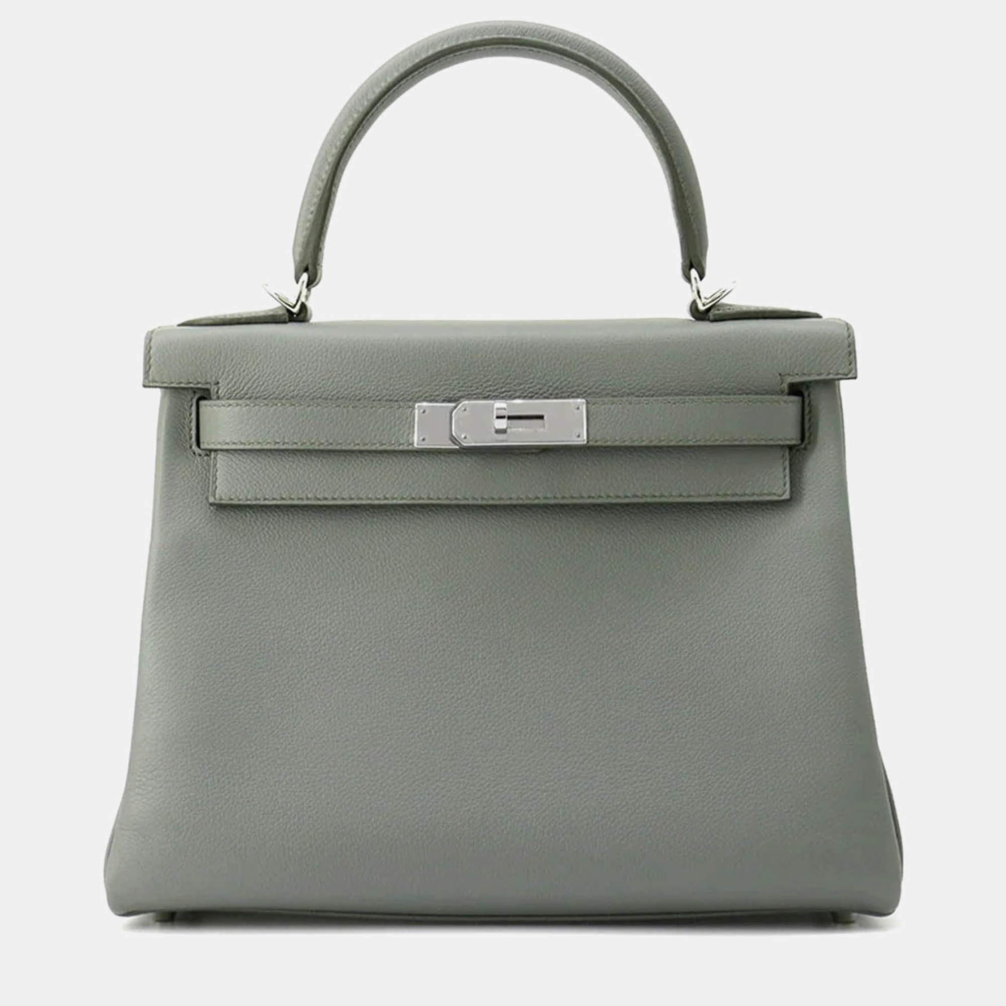 Pre Owned Hermes Kelly Retourne Vert Amand Evercolor Size 28