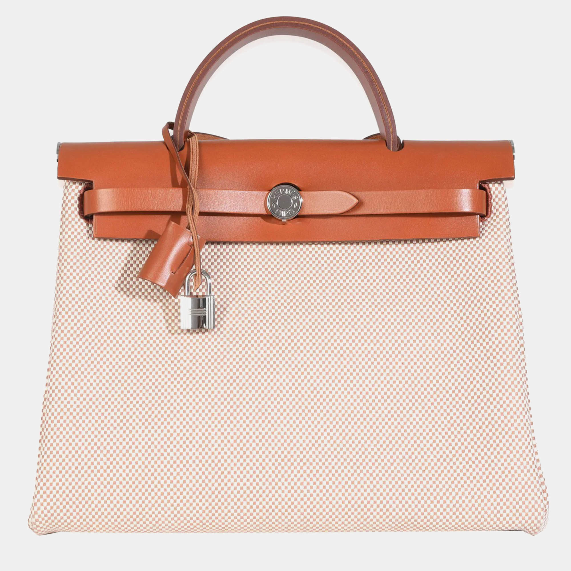 Pre Owned Hermes  Herbag Zip PM 31 Ecru Naturel Viking Fauve Hunter Bag