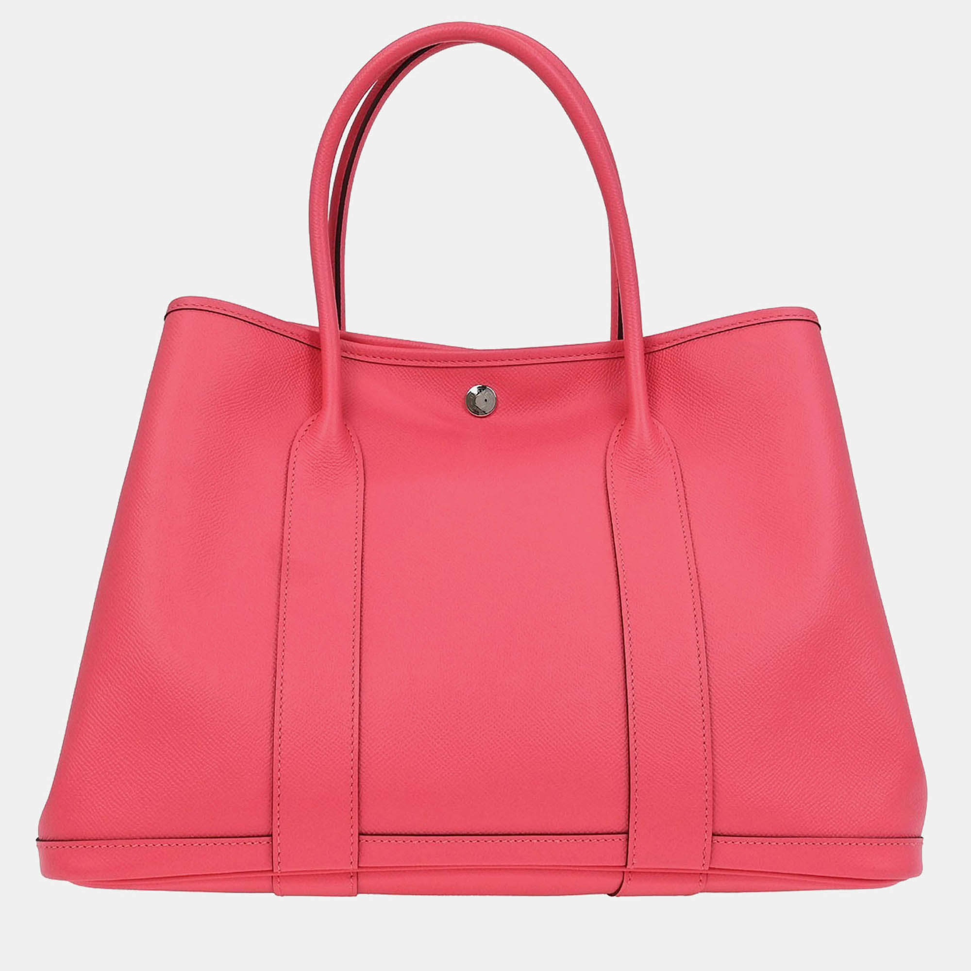 Pre Owned Hermes Garden Party 36 Rose Azalee Epsom Leather Tote Bag