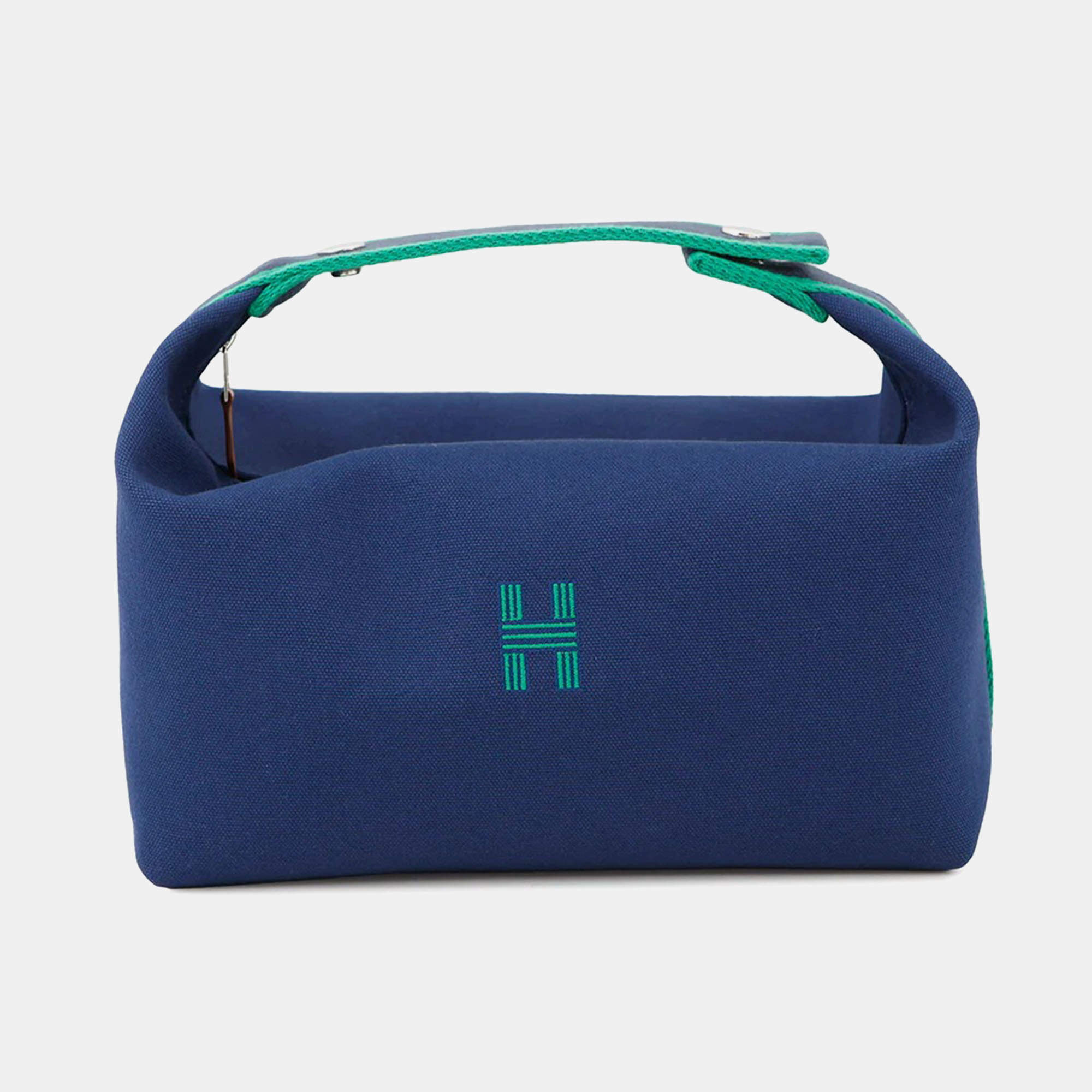 Pre Owned Hermes Brid A Black Navy Canvas GM Bag