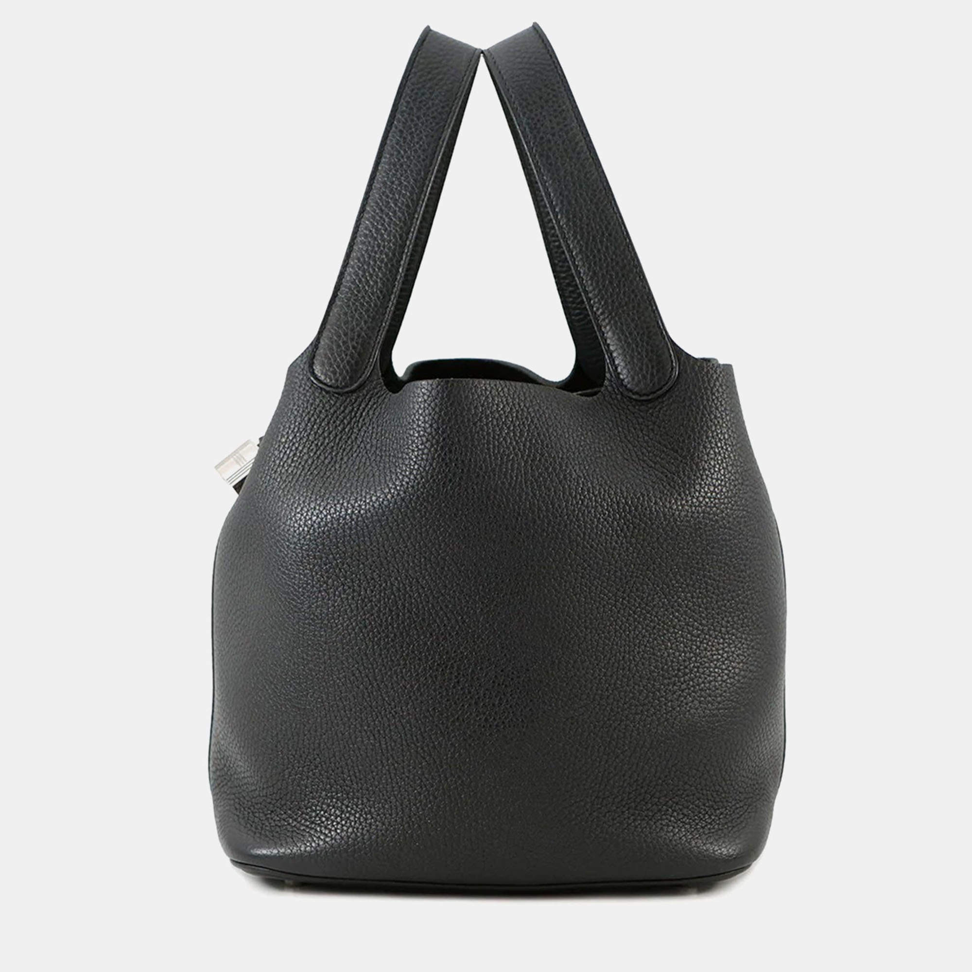 Pre Owned Hermes Picotin Lock 22 Black Taurillon Clemence Bag