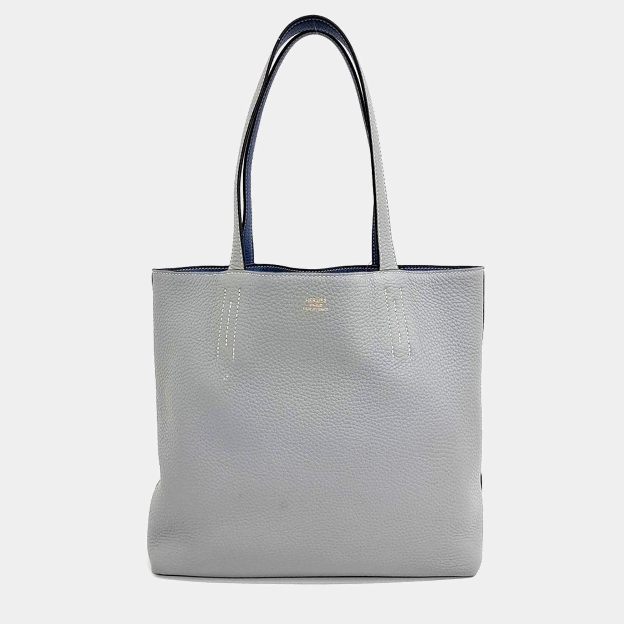 Pre Owned Hermes De Bleusance Small Grey Leather Bag