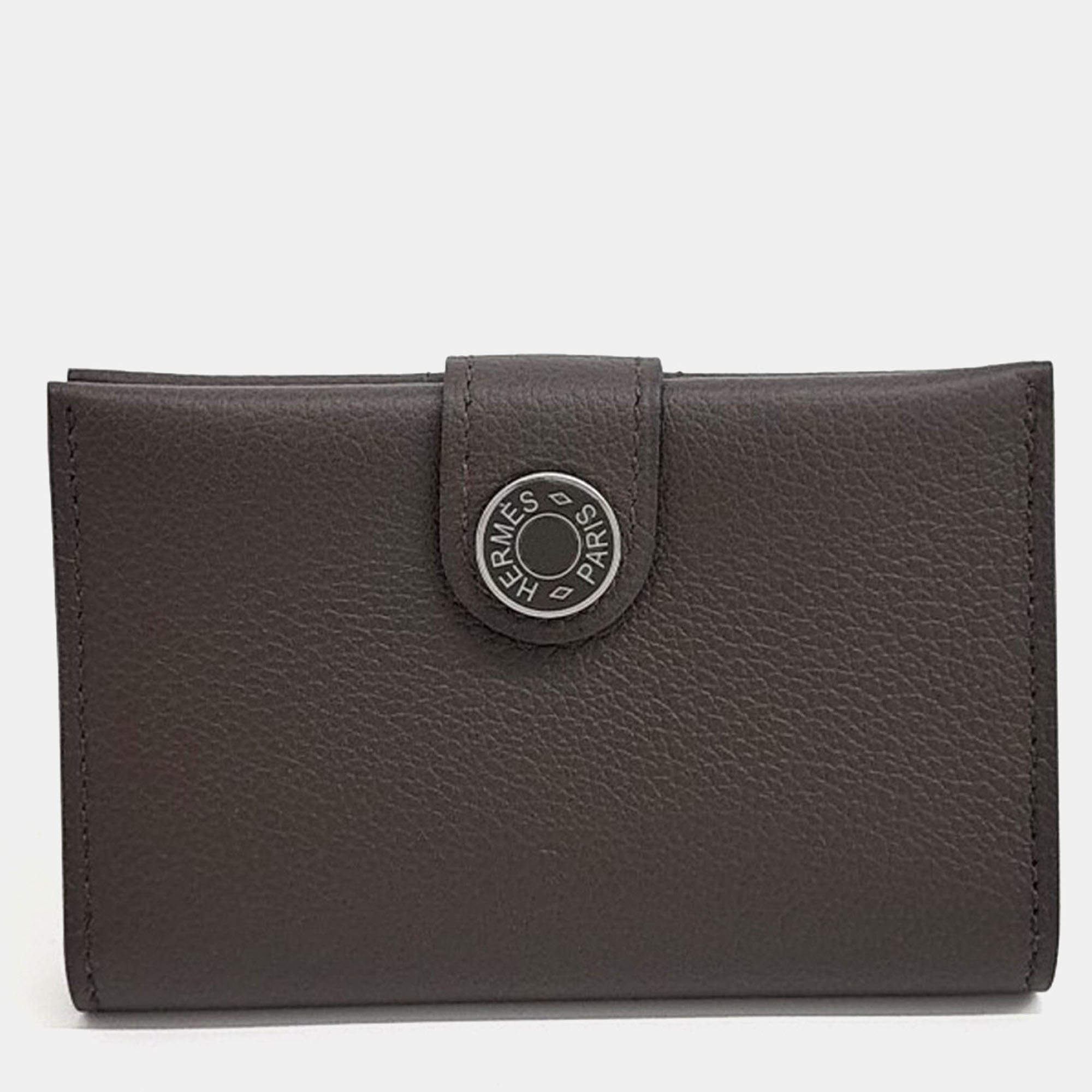 Pre Owned Hermes Brown Leather R.M.S. Card Wallet