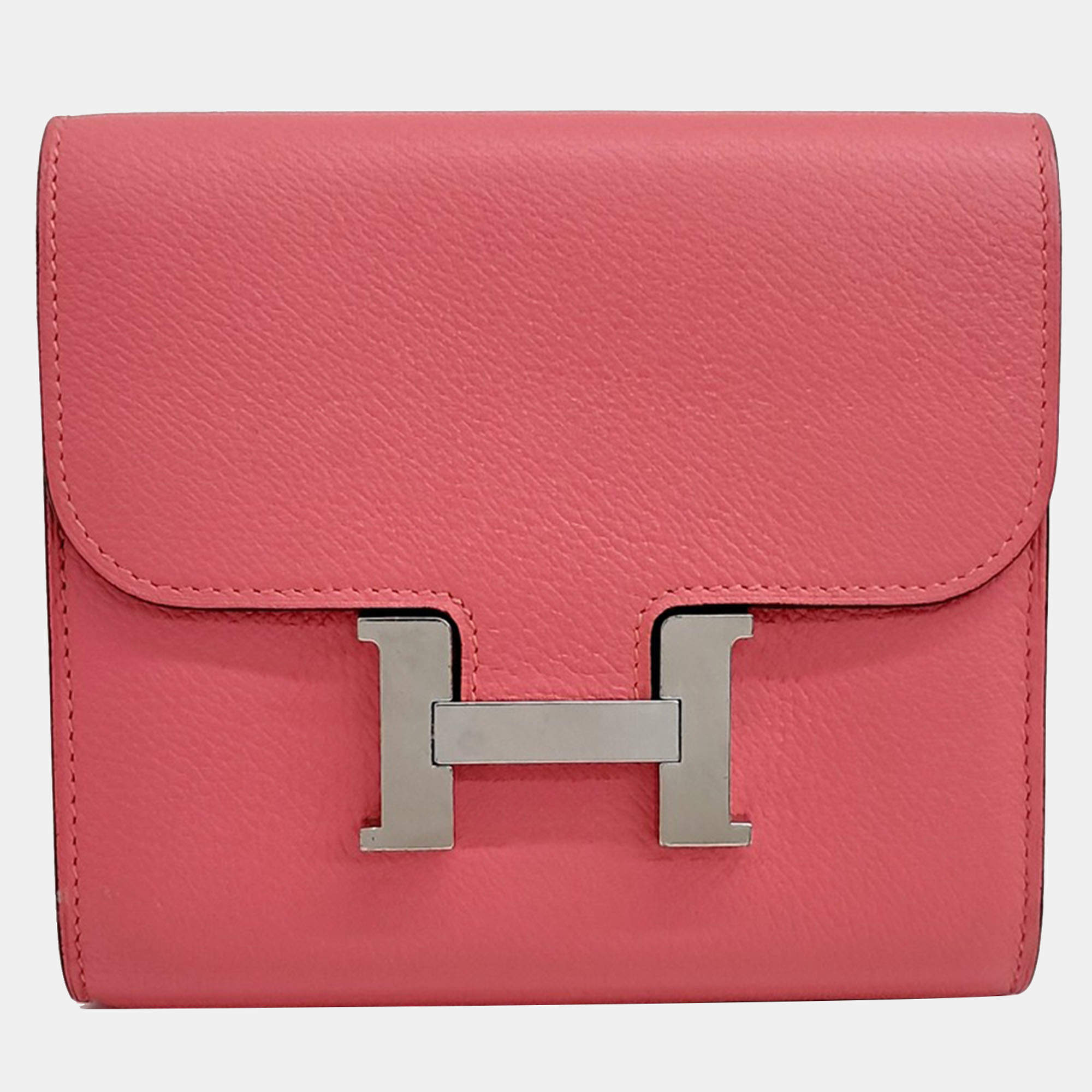 Pre Owned Hermes Pink Leather Constance Half Wallet