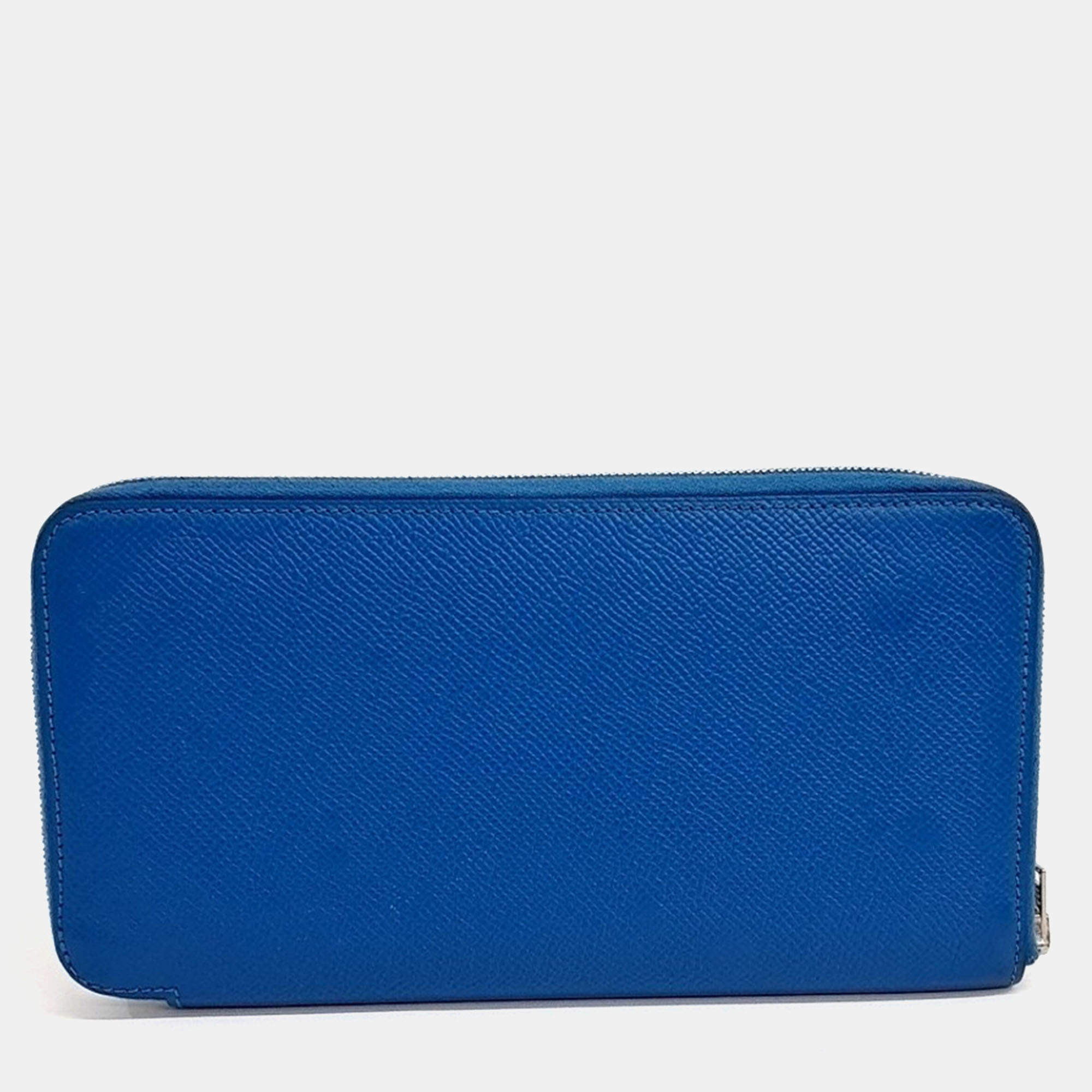 Pre Owned Hermes Blue Leather Silky Long Wallet