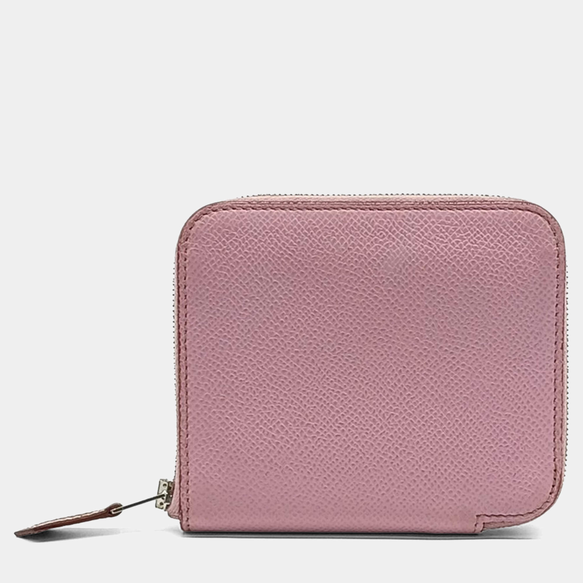 Pre Owned Hermes Pink Leather Silky Half Wallet