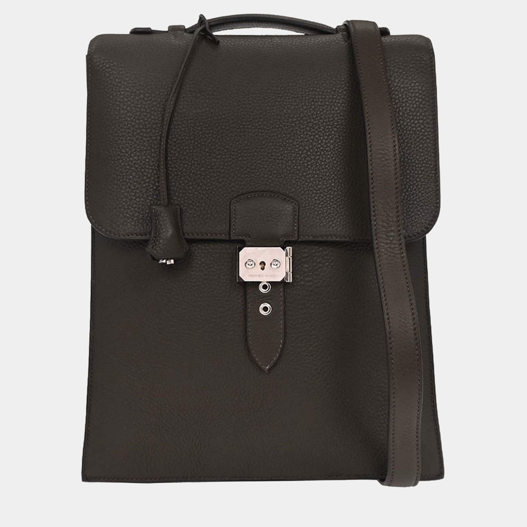 Pre Owned Hermes Sac a Depeches Vert Gris Taurillon Clemence Handbag