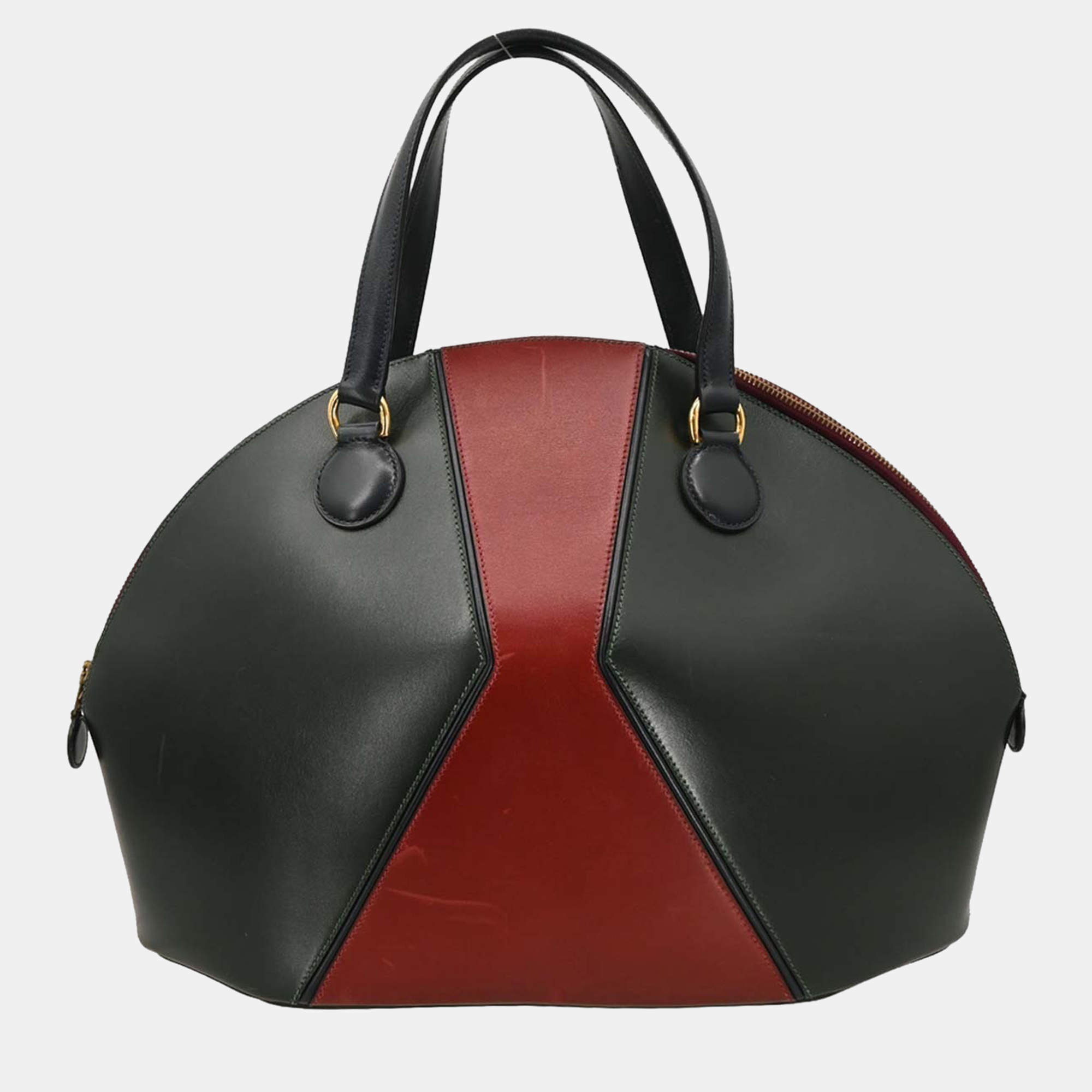 Pre Owned Hermes de Veau Vert Fonce Rouge H Box Calf Il Handbag