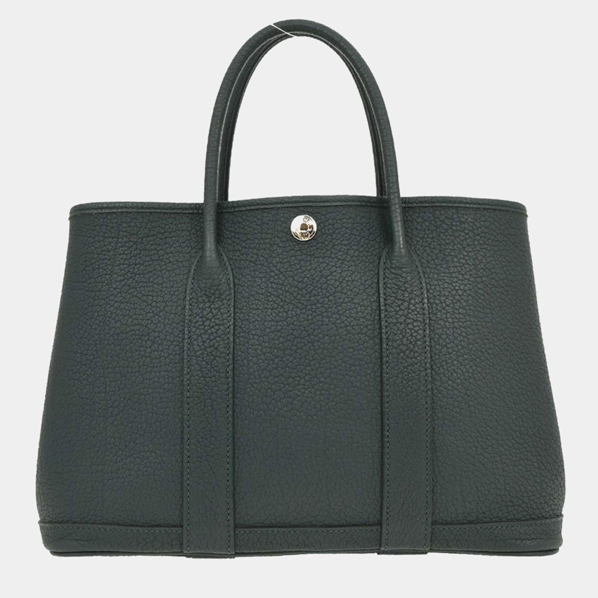 Pre Owned Hermes Vert Cypres Negonda Garden Party 30 TPM Tote Handbag