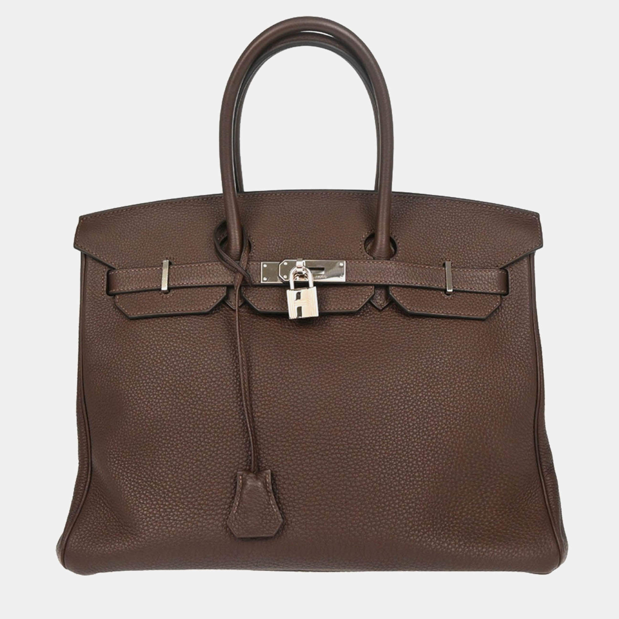 Pre Owned Hermes Ebene Togo Birkin 35 Handbag