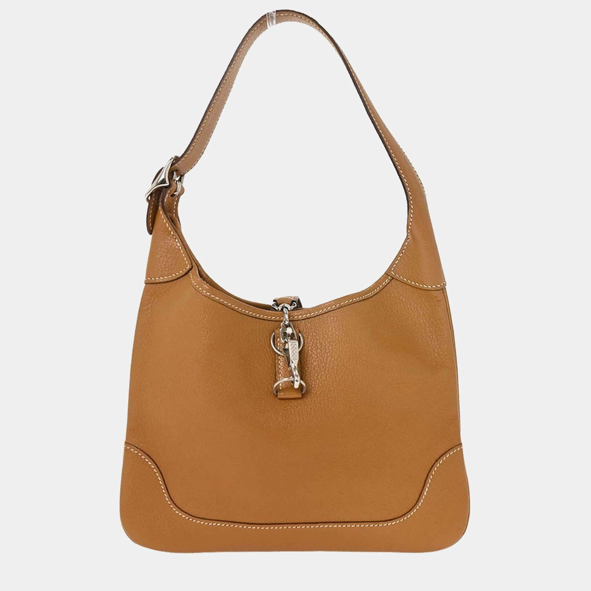 Pre Owned Hermes Natural Sable Chevre Myzore Trim 24 Handbag