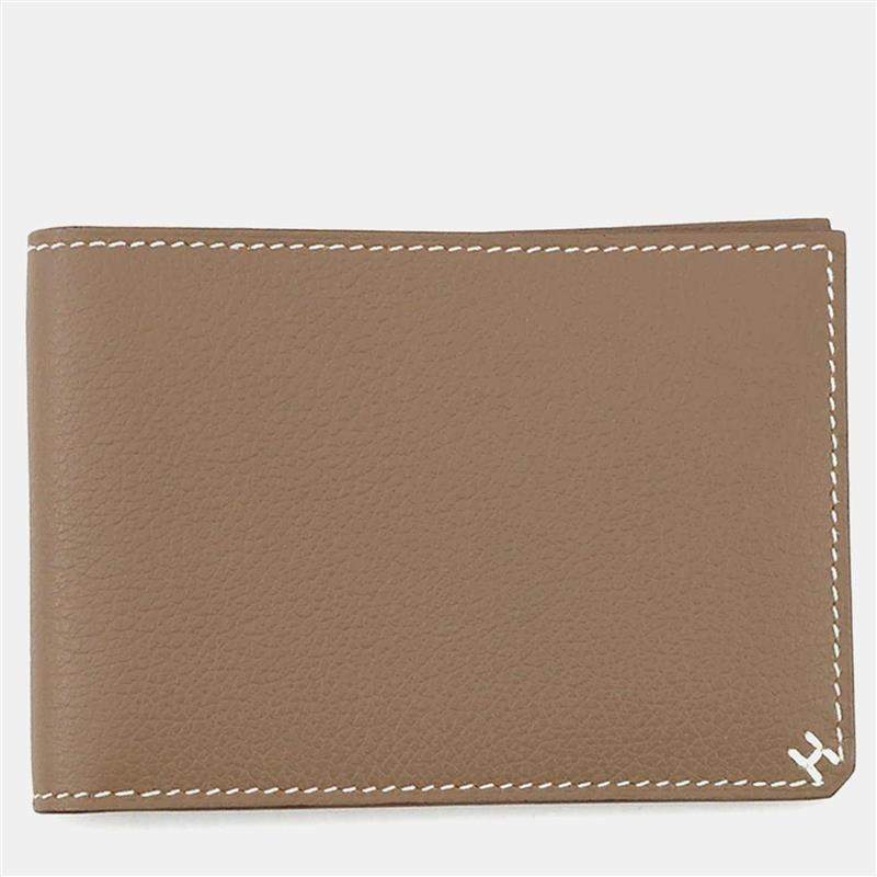 Pre Owned Hermes Hsellier Horizontal Etoupe Evercolor Card Case
